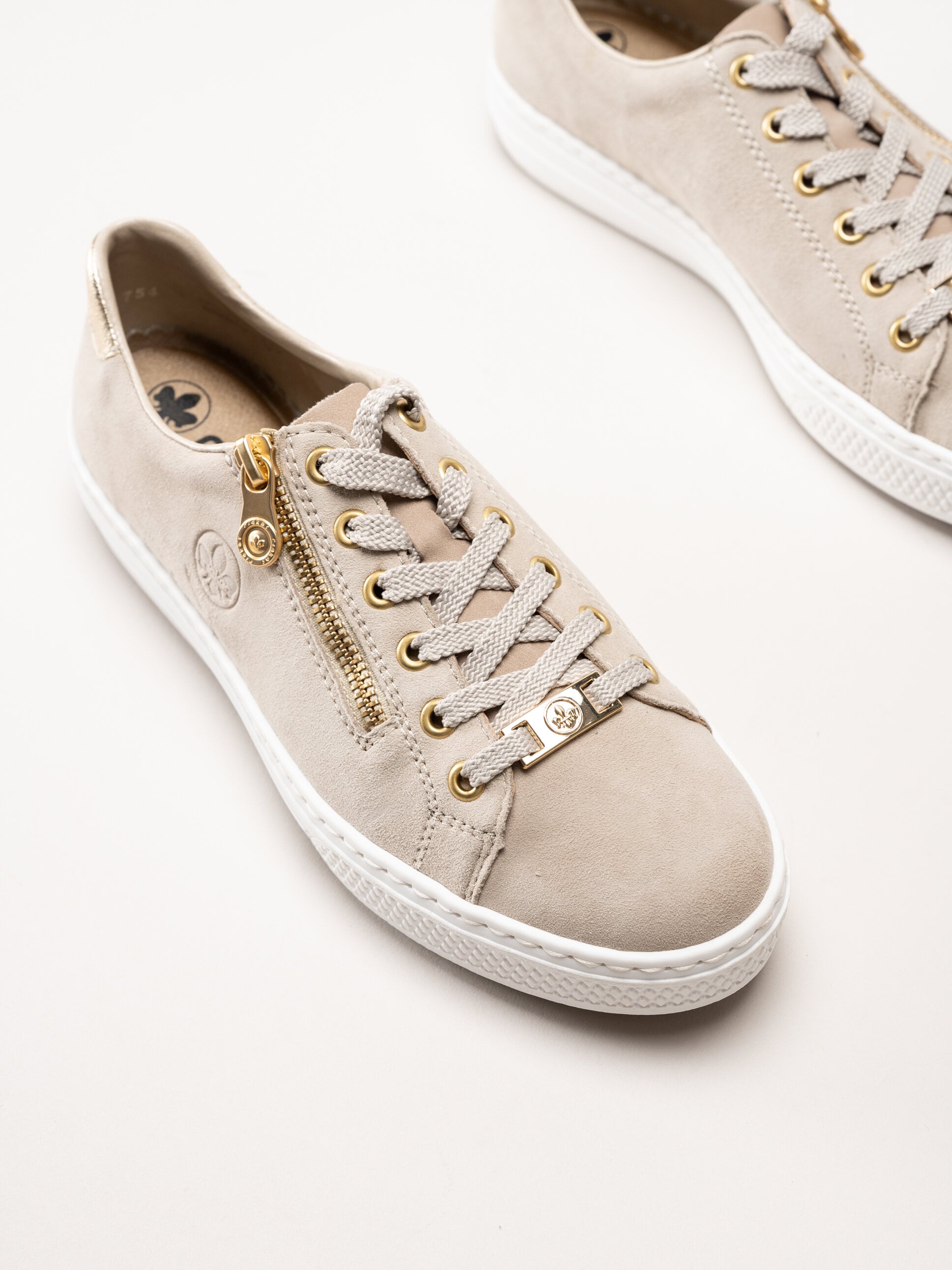 Rieker - Beige sneakers i mocka