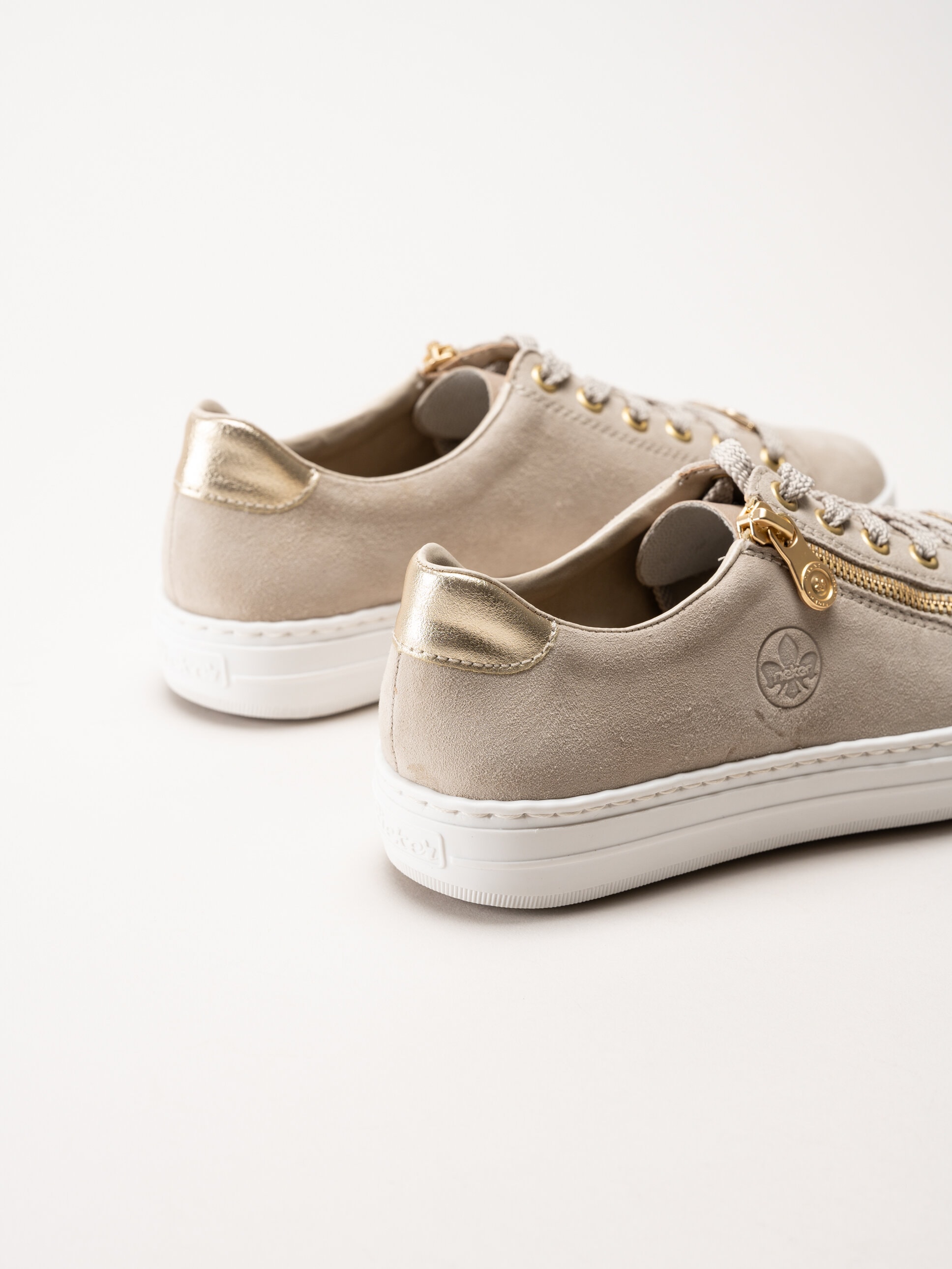 Rieker - Beige sneakers i mocka