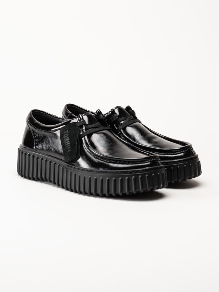 Clarks - Torhill Bee - Svarta snörskor i lack