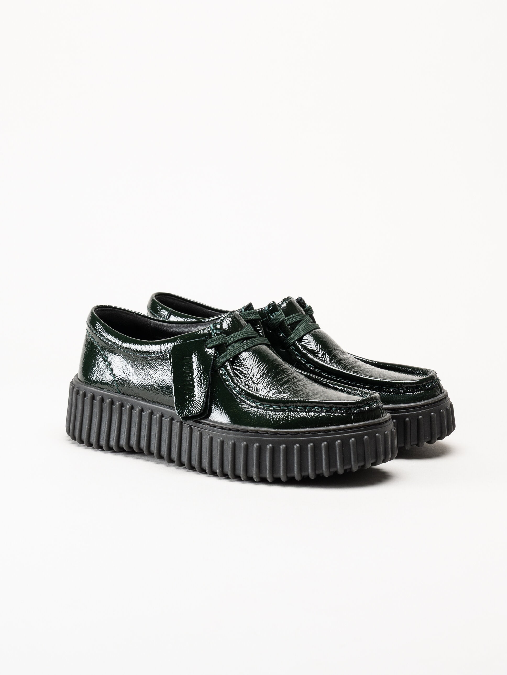 Clarks - Torhill Bee - Gröna snörskor i lack