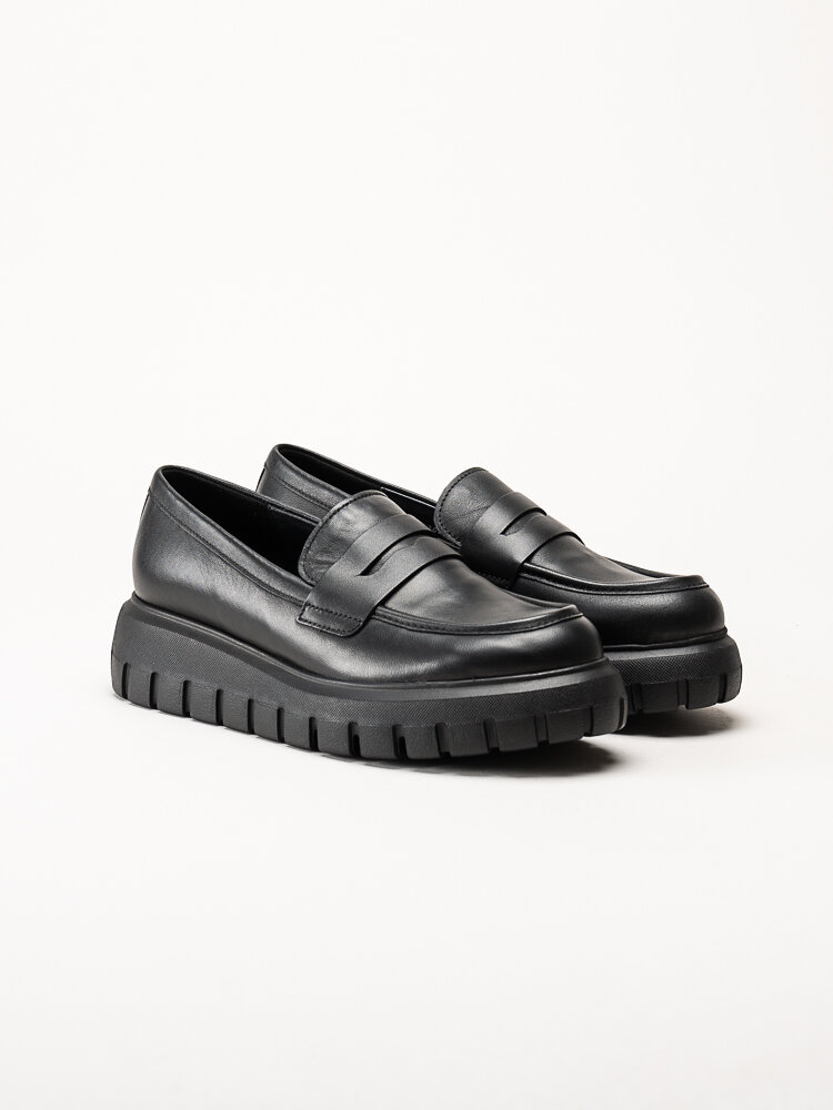Gabor - Svarta platåloafers i skinn