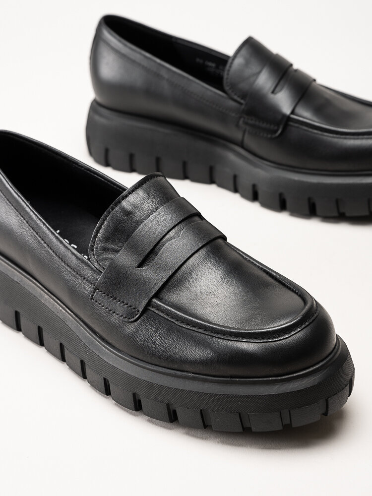 Gabor - Svarta platåloafers i skinn