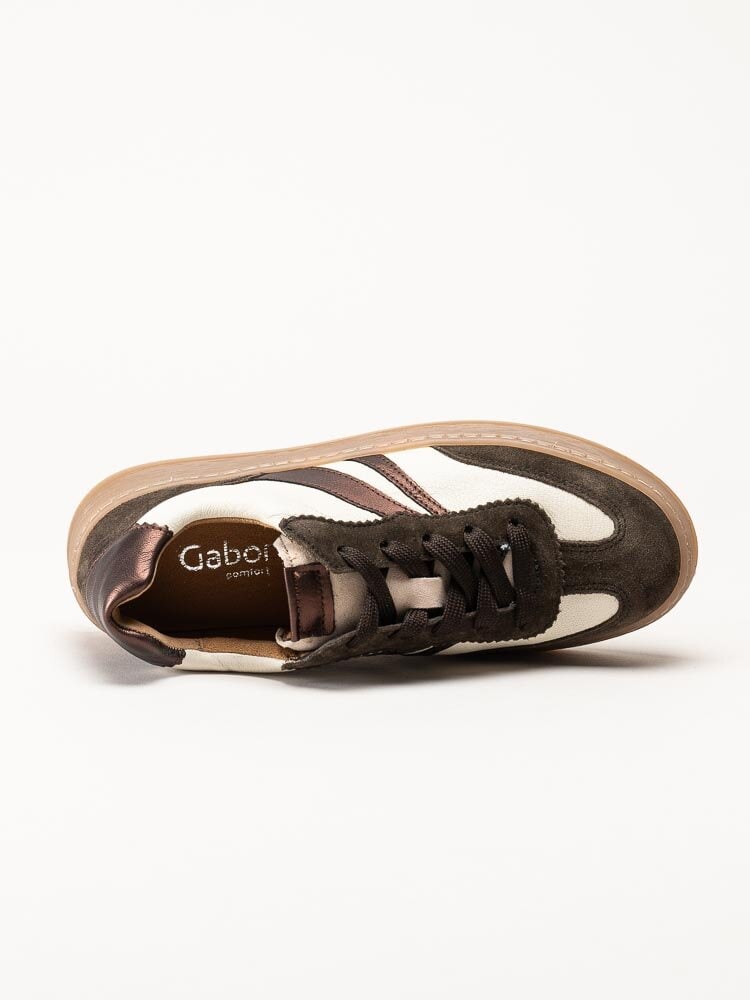 Gabor - Vitbruna sneakers i skinn och mocka