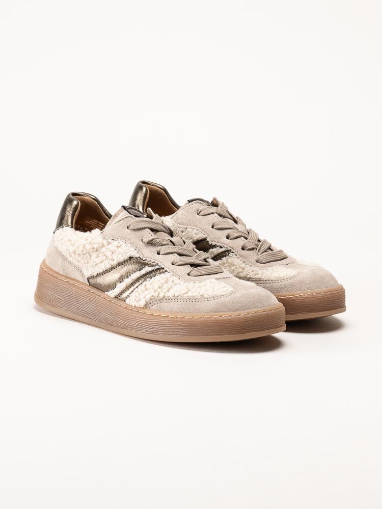 Gabor - Beige sneakers i mocka och teddy