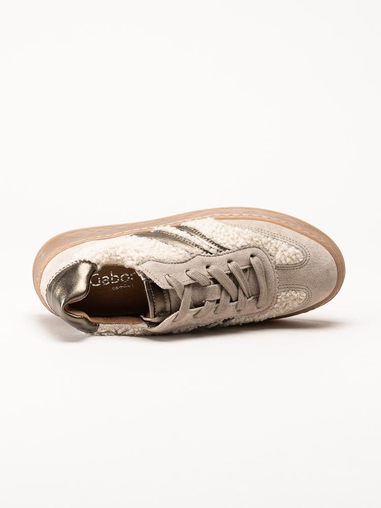 Gabor - Beige sneakers i mocka och teddy