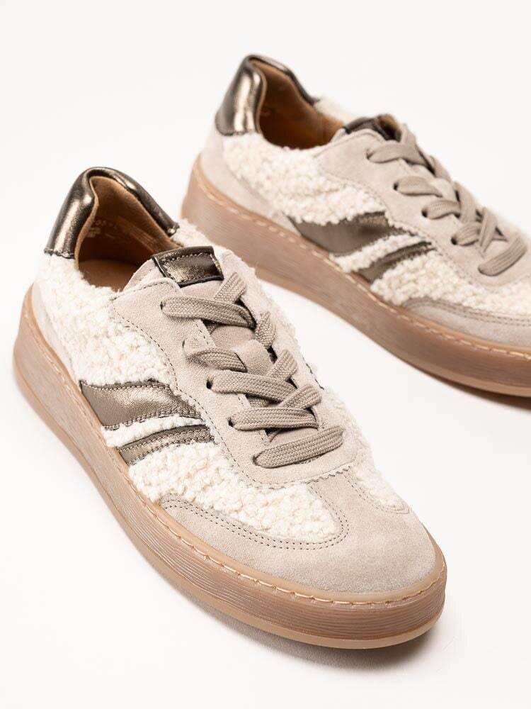 Gabor - Beige sneakers i mocka och teddy