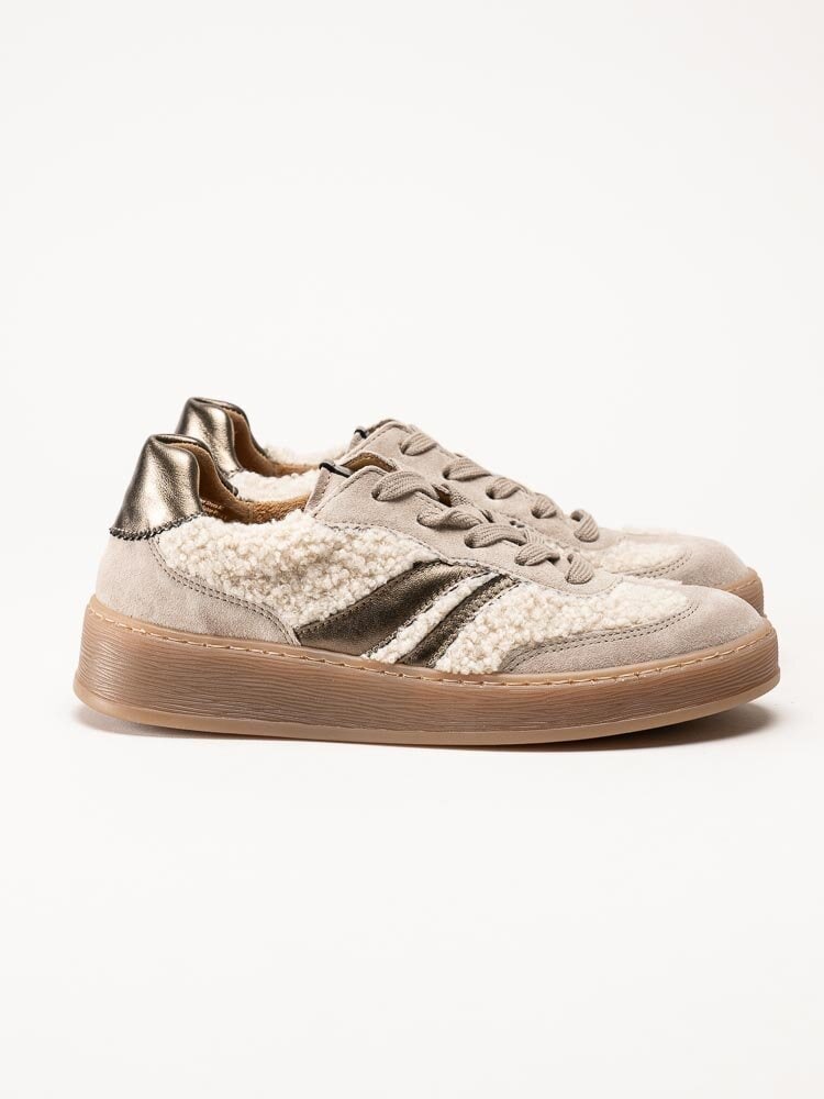 Gabor - Beige sneakers i mocka och teddy