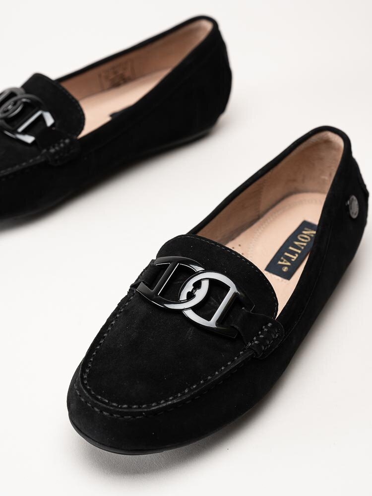 Novita - Parma - Svarta loafers i mocka
