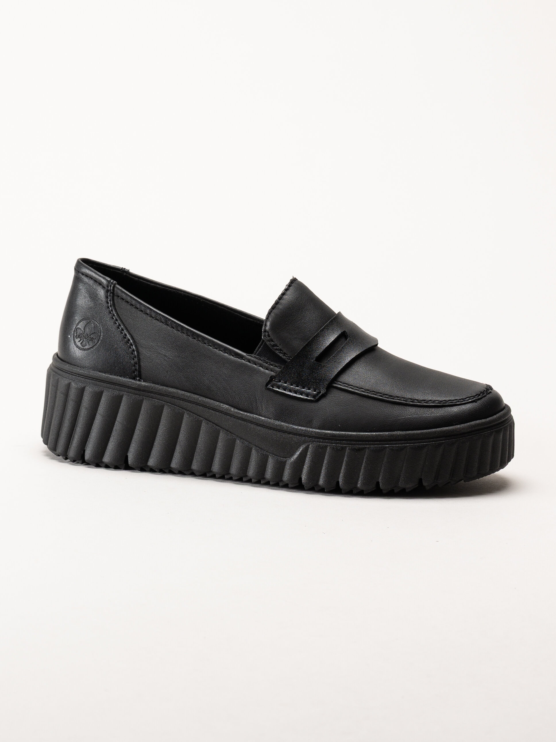 Rieker - Svarta loafers i skinn