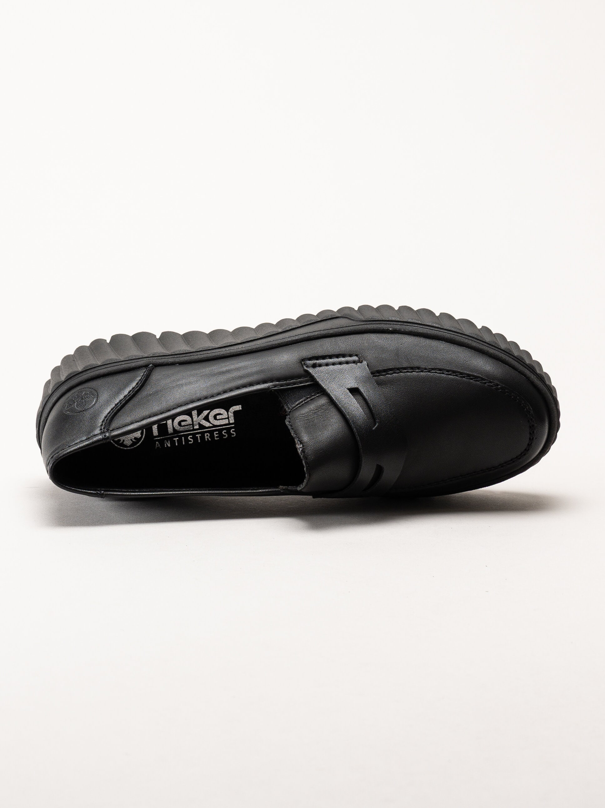 Rieker - Svarta loafers i skinn