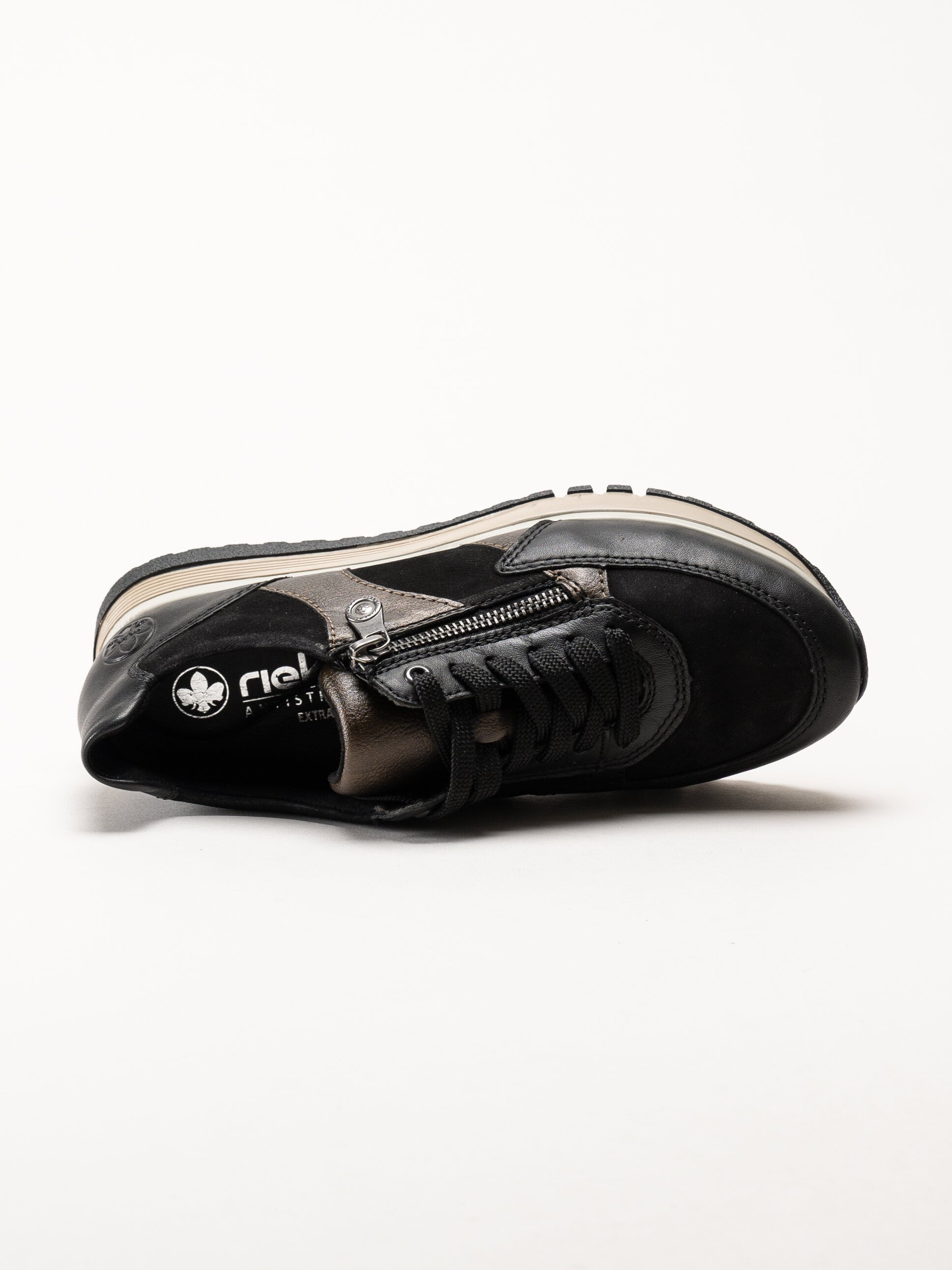 Rieker - Svarta sneakers i nubuck och skinn