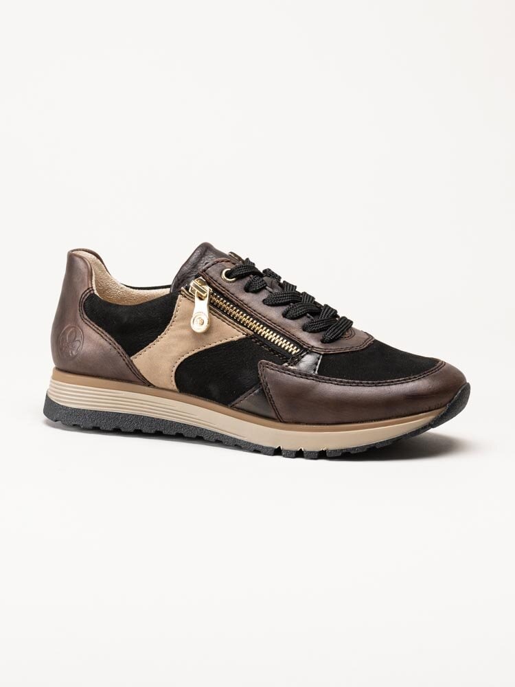 Rieker - Bruna sneakers i nubuck och skinn