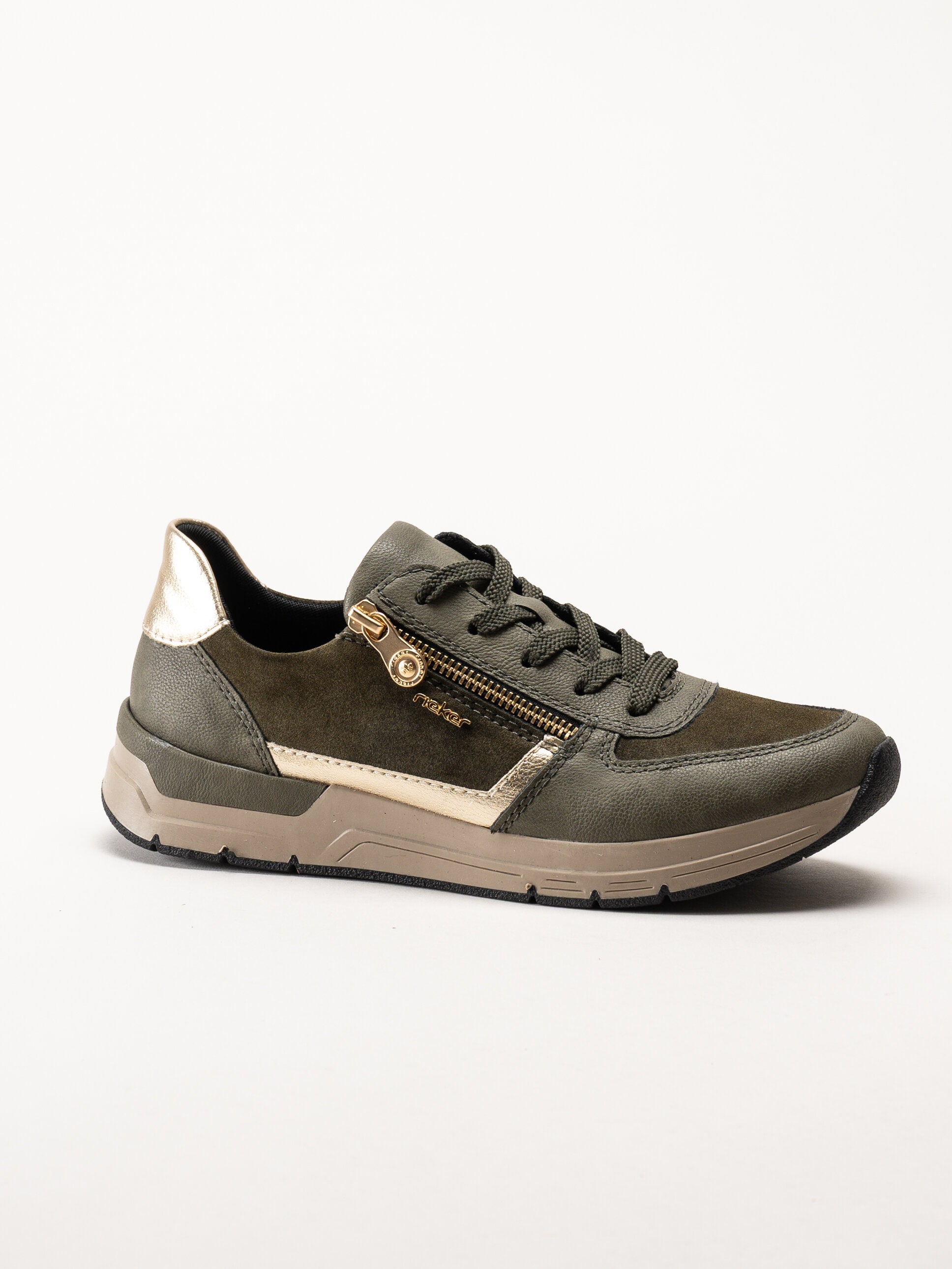 Rieker - Gröna sneakers med gulddetaljer
