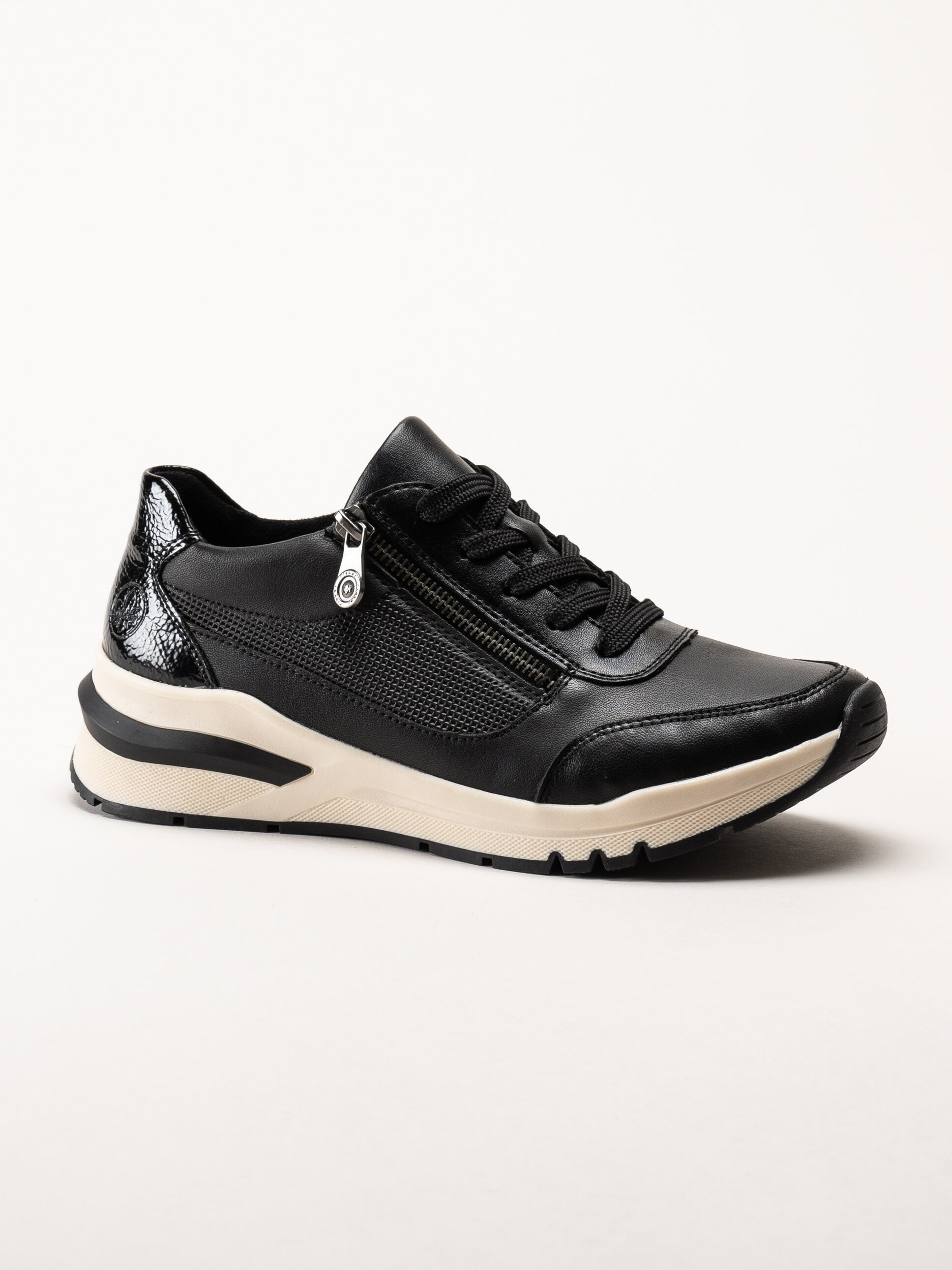 Rieker - Svarta promenadsneakers i skinn