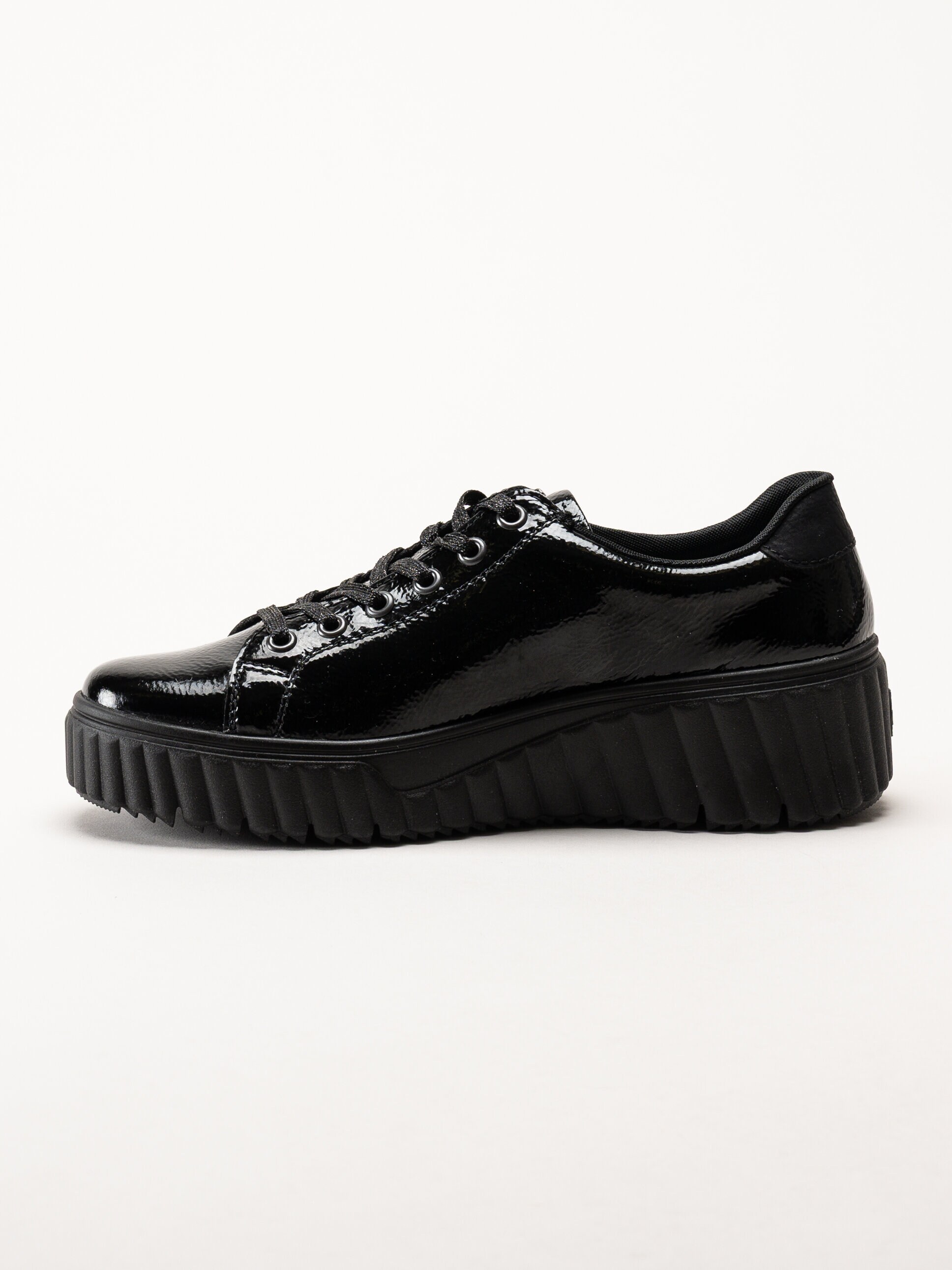 Rieker - Svarta platåsneakers i skinn-lack