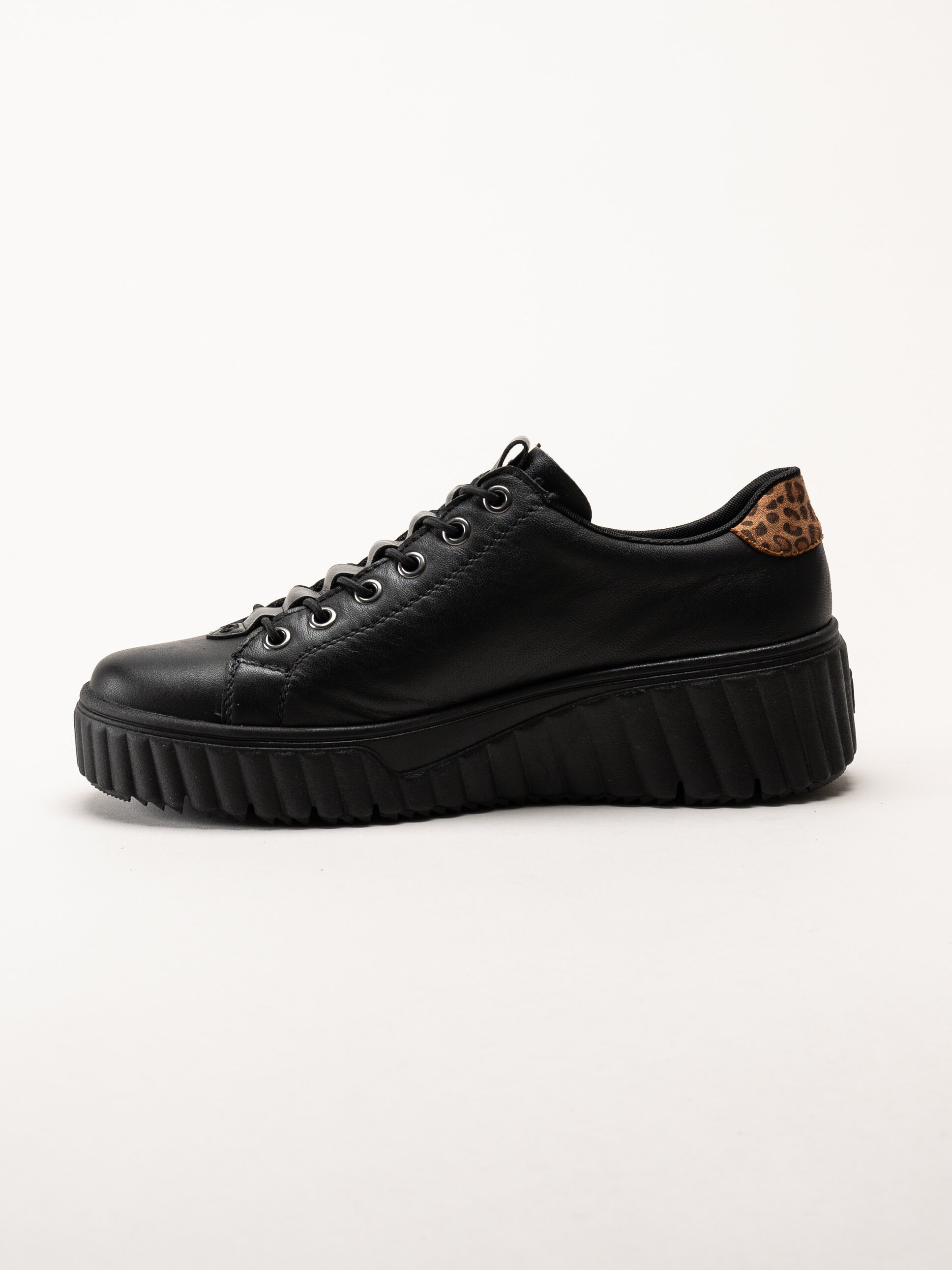 Rieker - Svarta sneakers i skinn