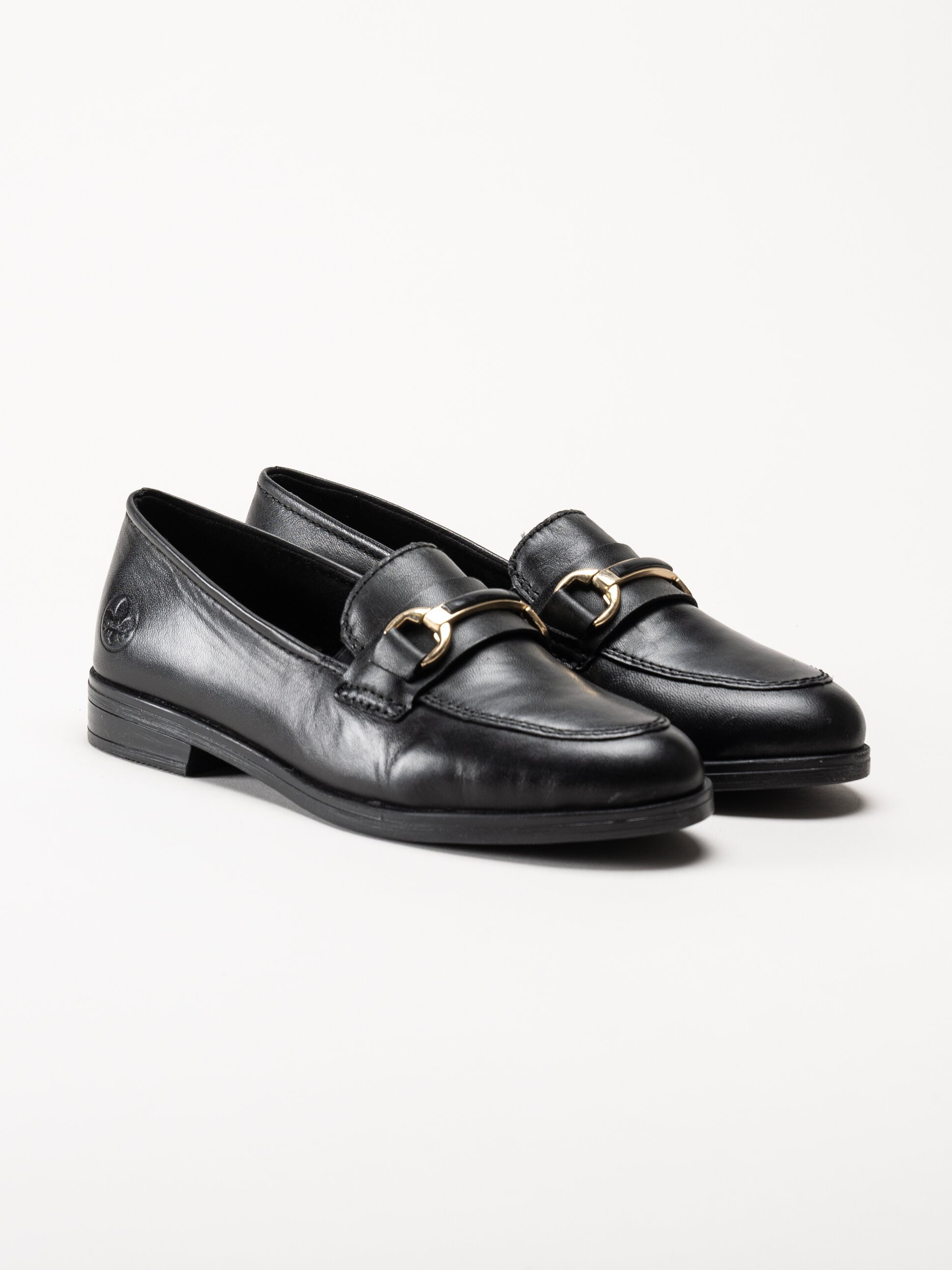Rieker - Svarta loafers i skinn