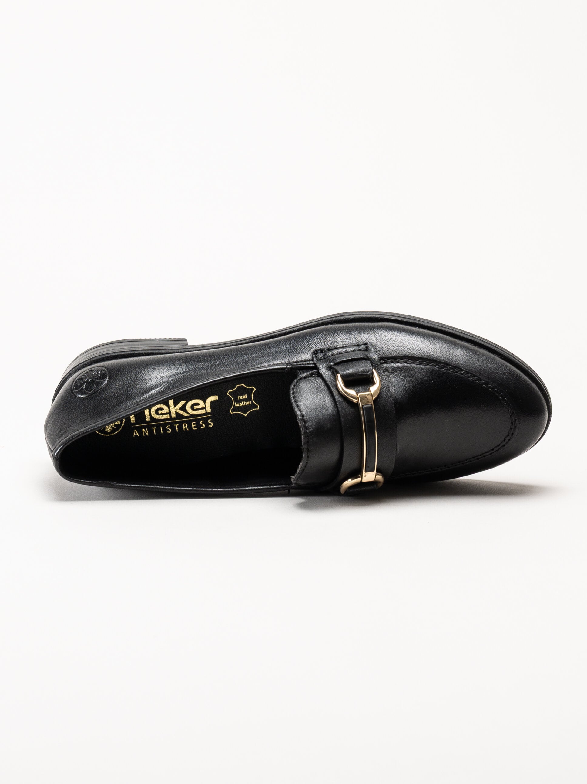 Rieker - Svarta loafers i skinn