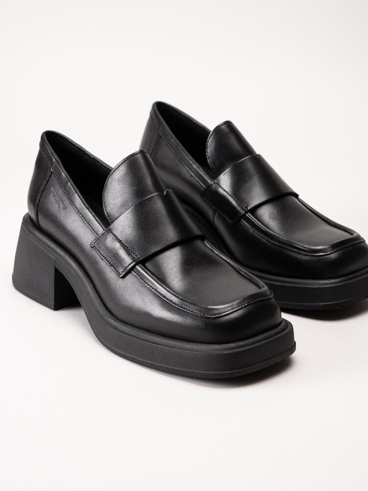 Vagabond - Dorah - Svarta skinnloafers med klack