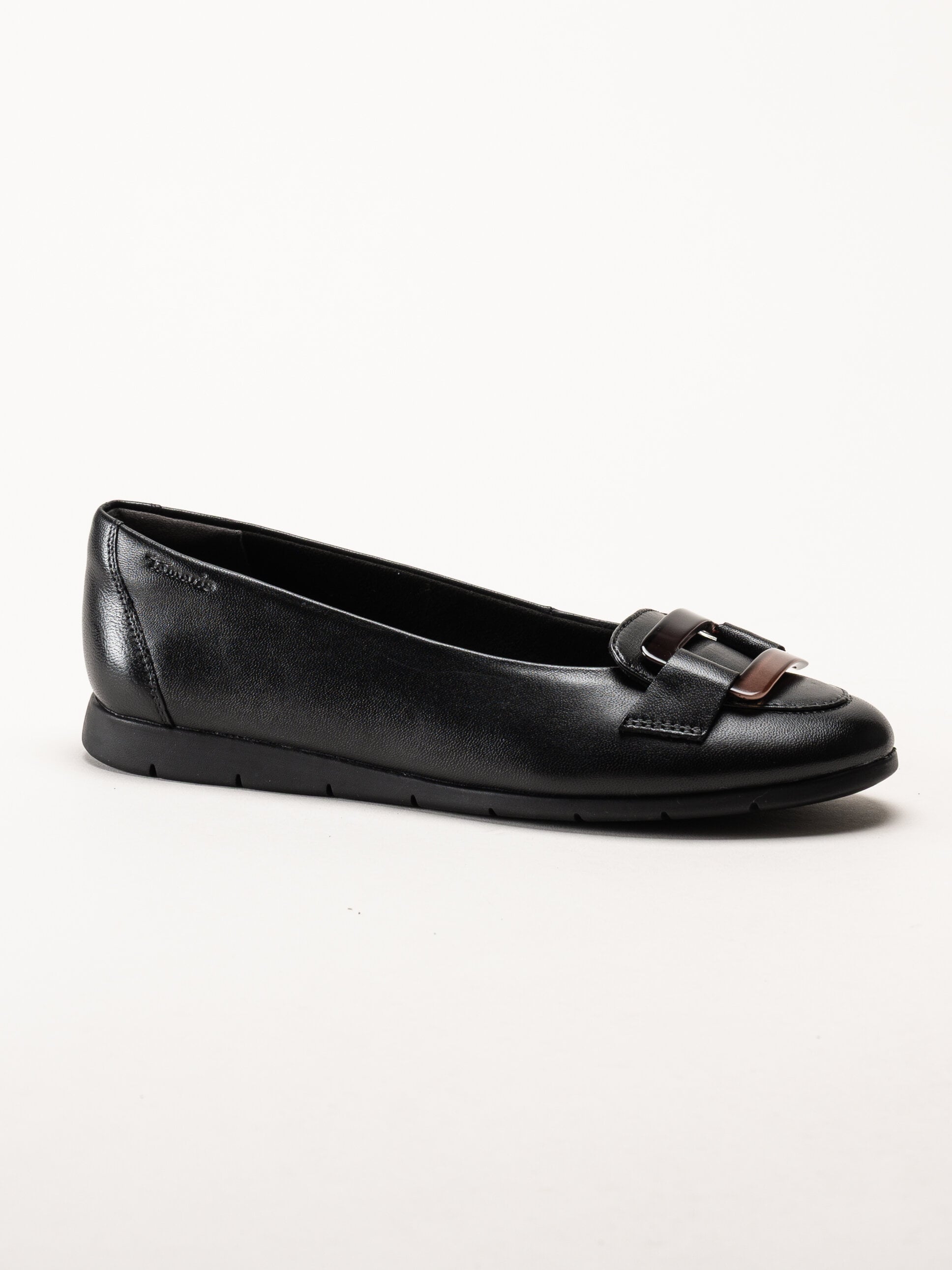 Tamaris - Svarta ballerina med dekorativt spänne