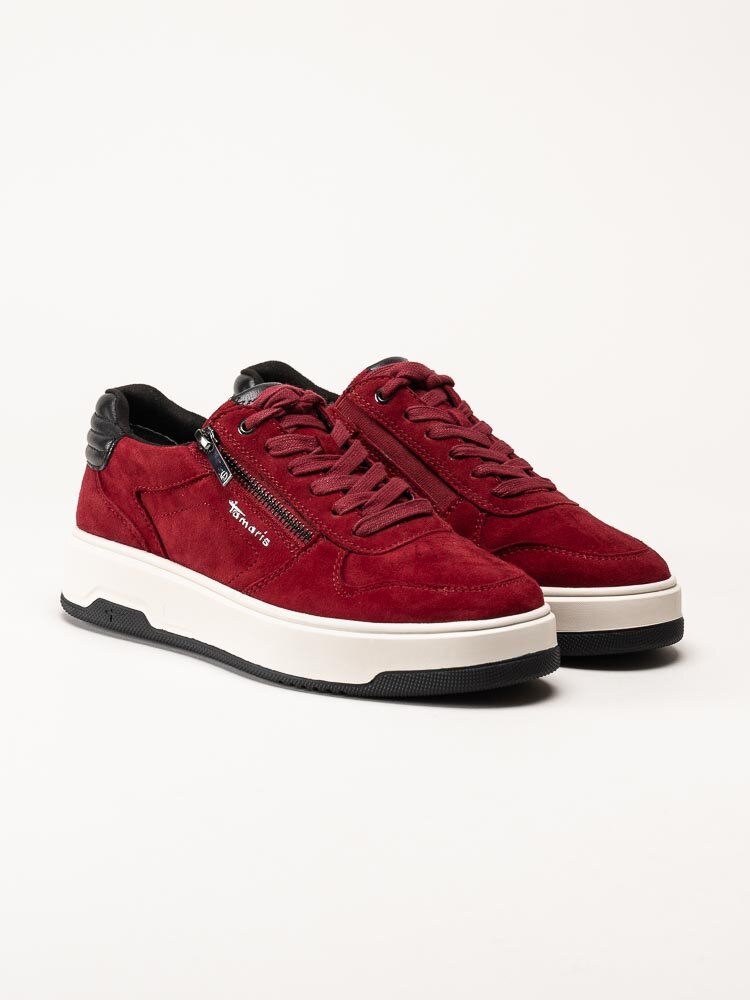 Tamaris - Röda sneakers i mocka