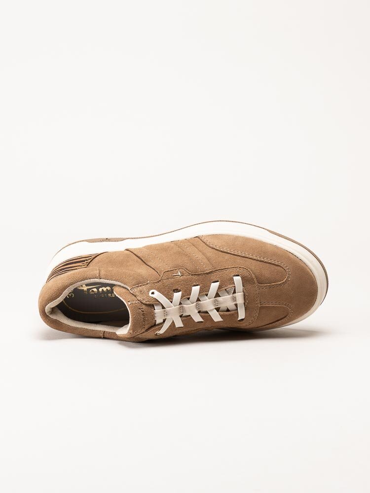 Tamaris - Beige slip on sneakers i mocka