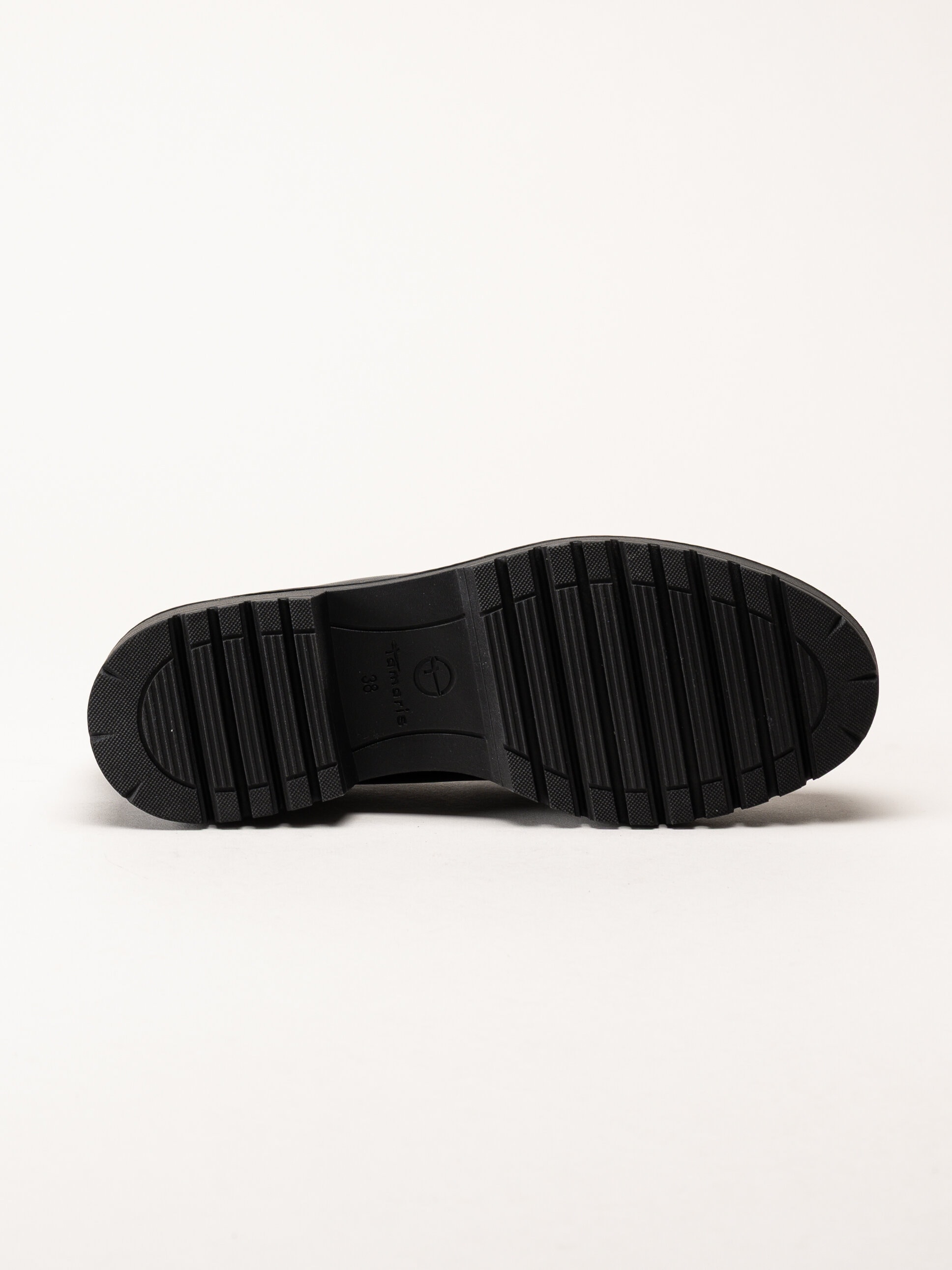 Tamaris - Svarta loafers i skinn