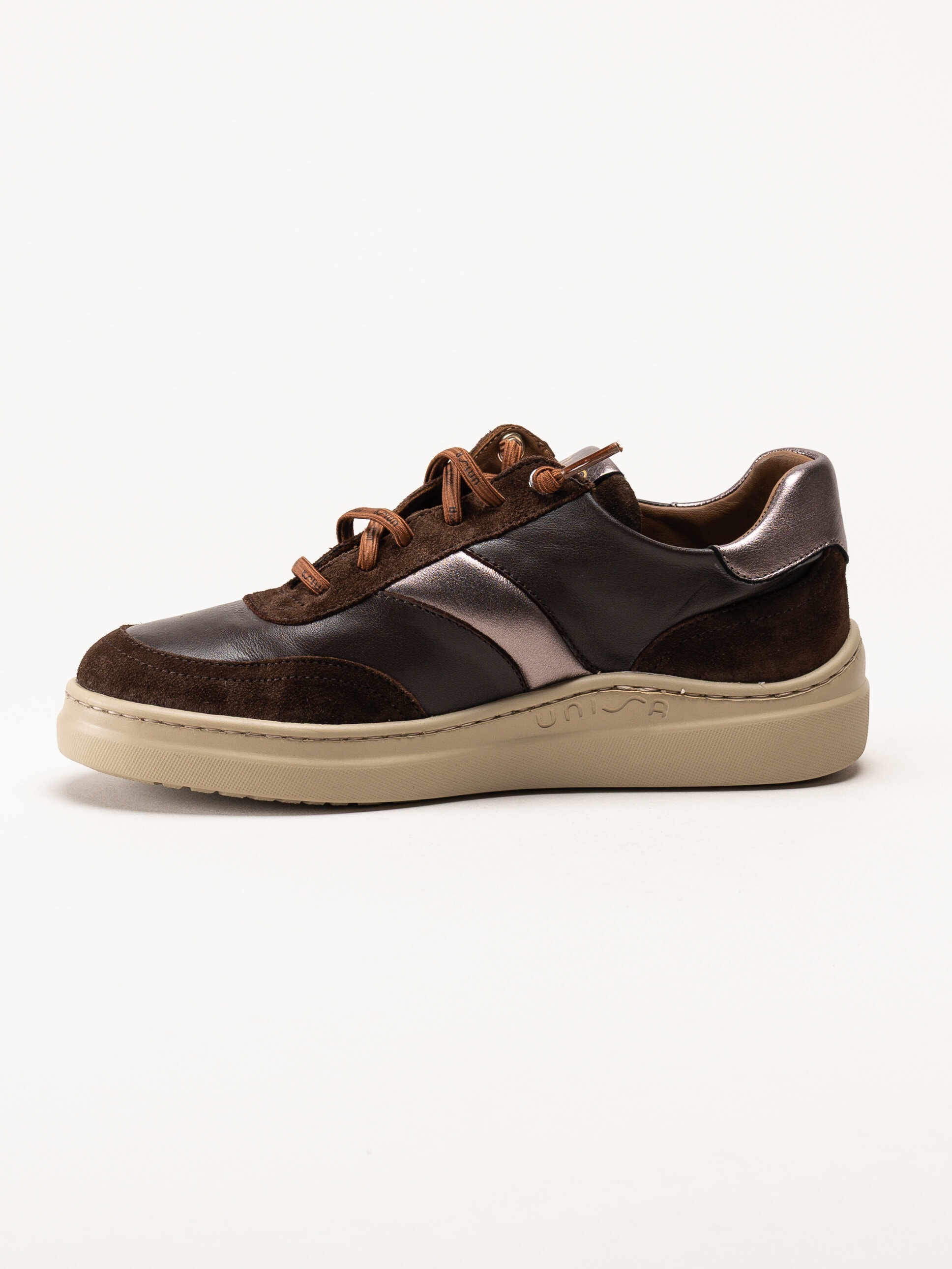 Unisa - Fidolo_Nf_BS - Bruna skinnsneakers med resårsnören