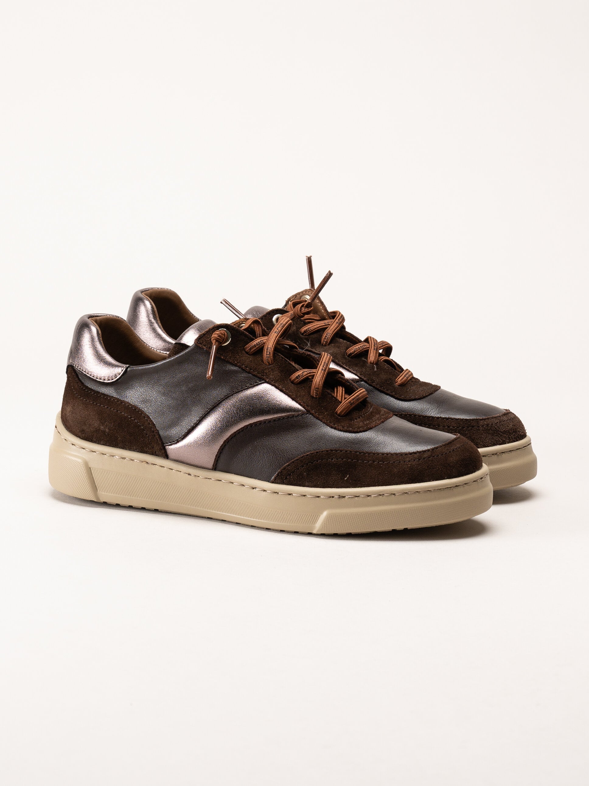Unisa - Fidolo_Nf_BS - Bruna skinnsneakers med resårsnören