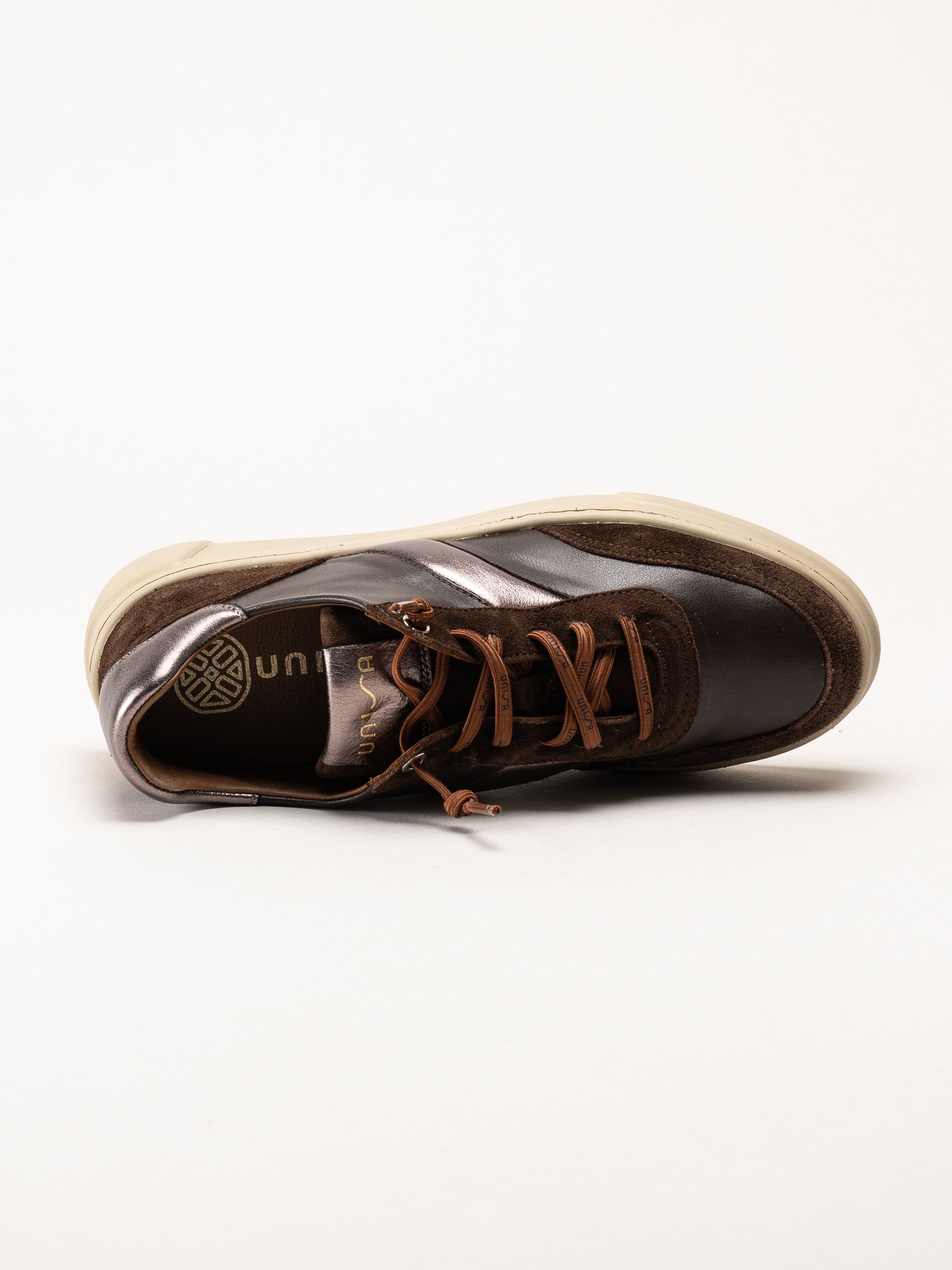 Unisa - Fidolo_Nf_BS - Bruna skinnsneakers med resårsnören
