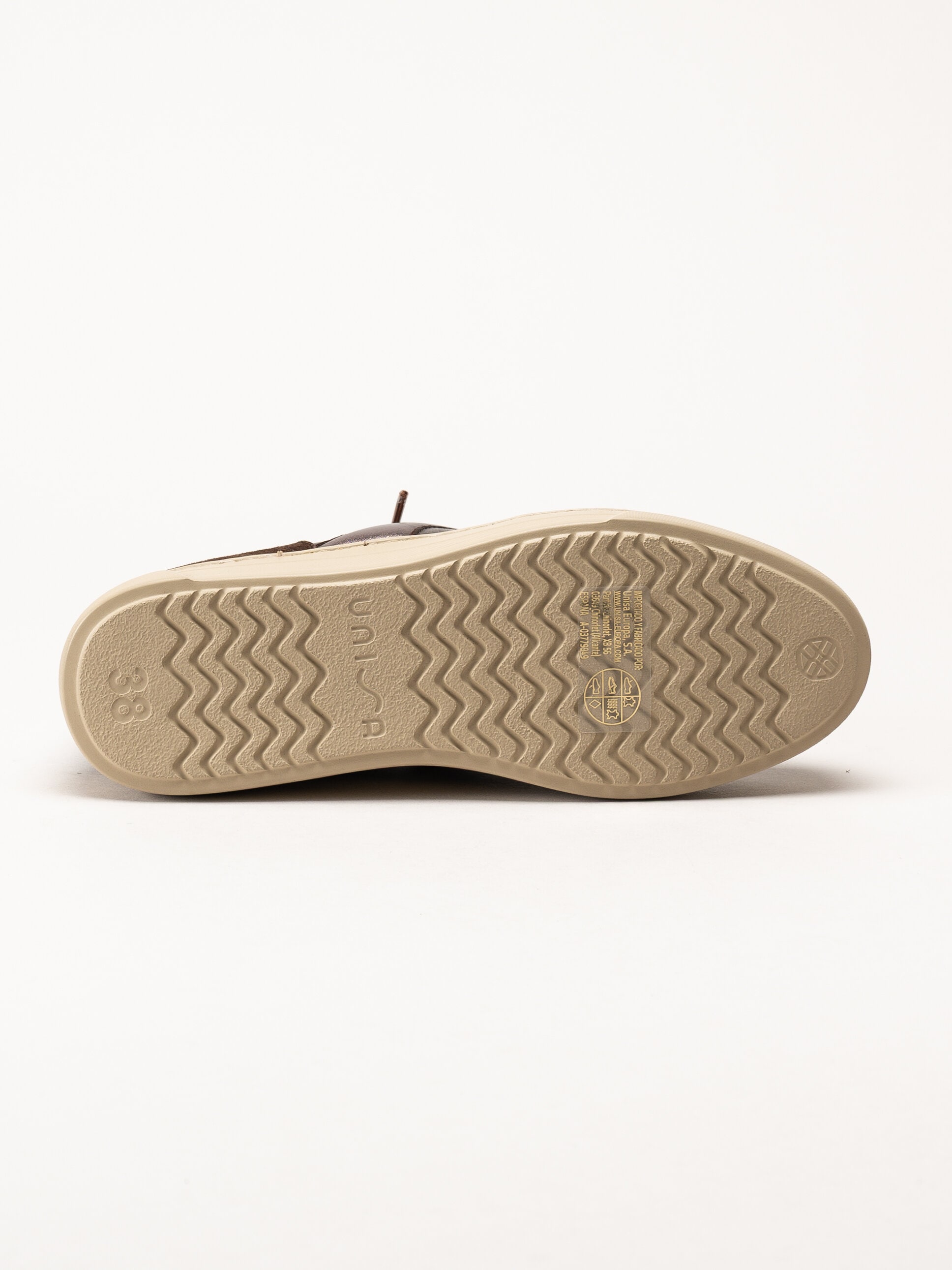 Unisa - Fidolo_Nf_BS - Bruna skinnsneakers med resårsnören