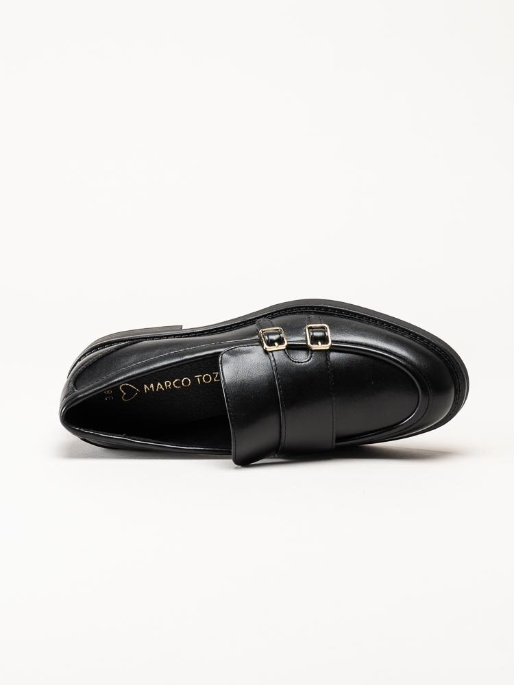 Marco Tozzi - Svarta loafers i skinnimitation