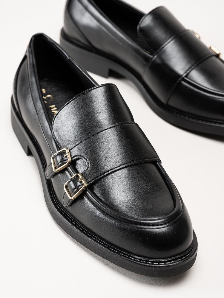 Marco Tozzi - Svarta loafers i skinnimitation