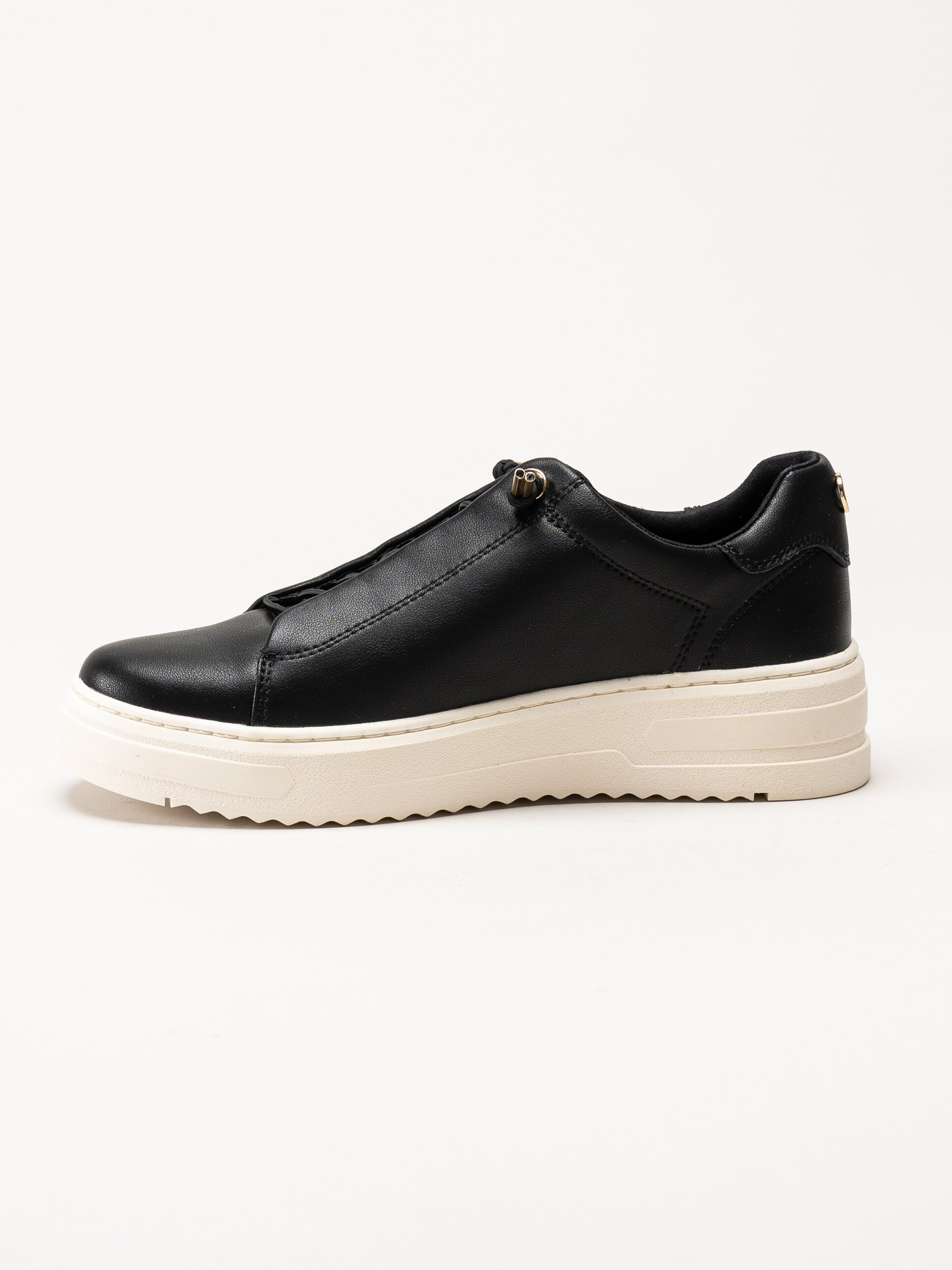 Marco Tozzi - Svarta sneakers i skinnimitation