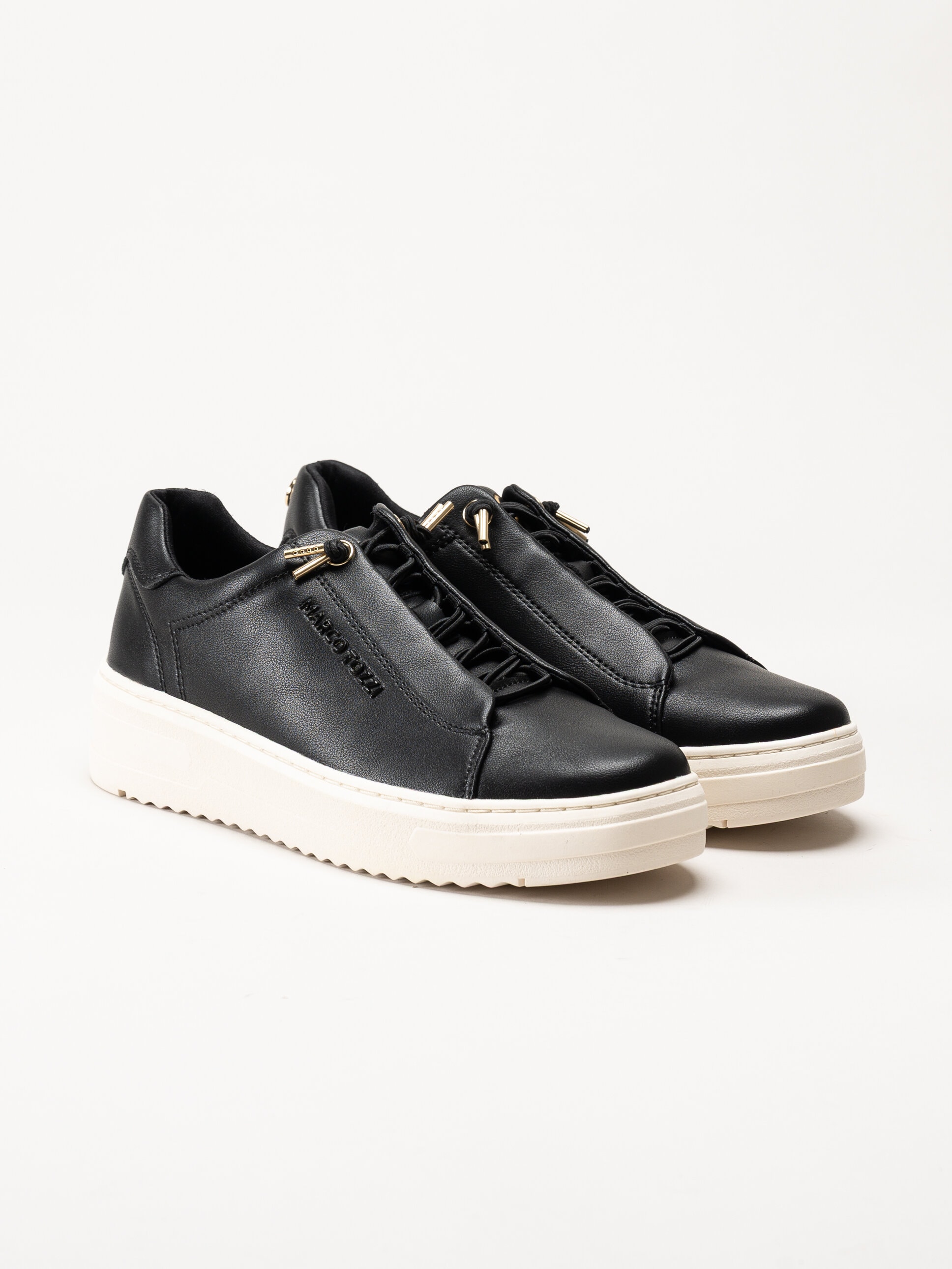 Marco Tozzi - Svarta sneakers i skinnimitation