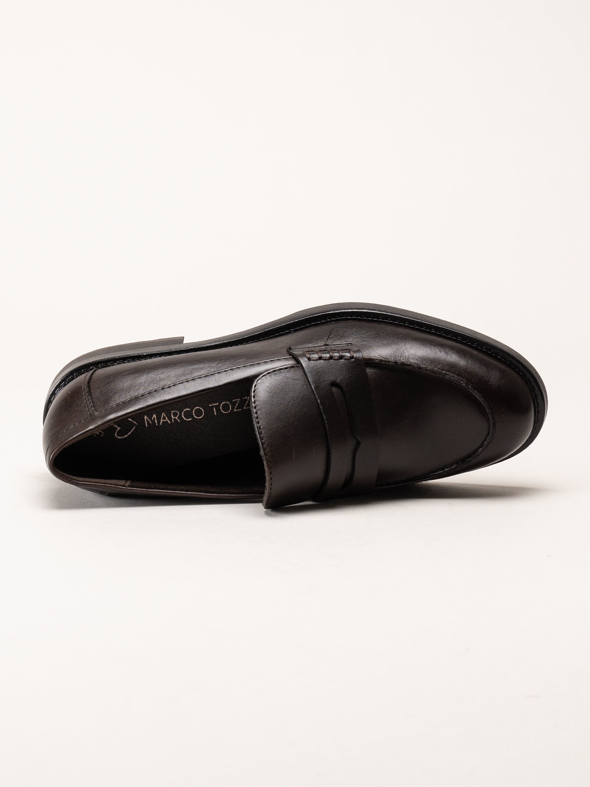 Marco Tozzi - Mörkbruna loafers i skinn