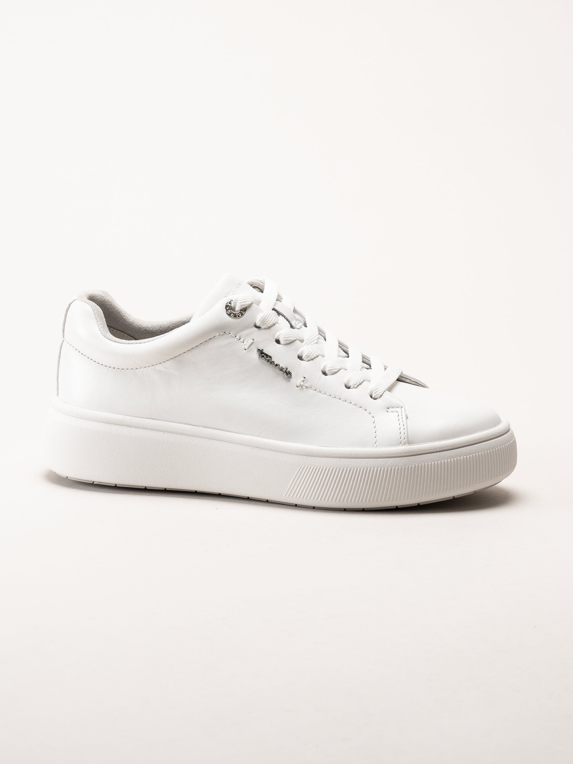 Tamaris - Vita sneakers i skinn med platåsula