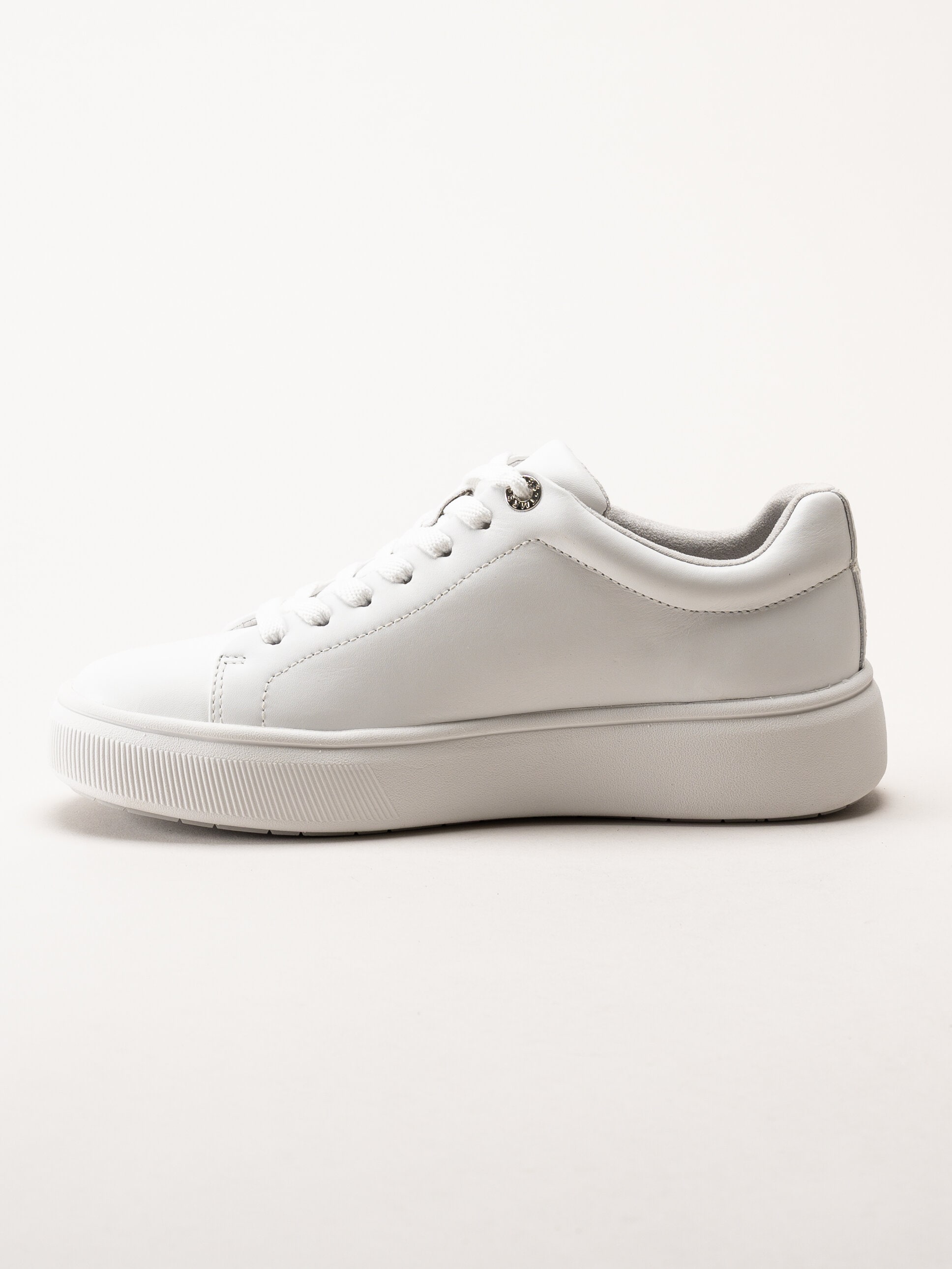 Tamaris - Vita sneakers i skinn med platåsula