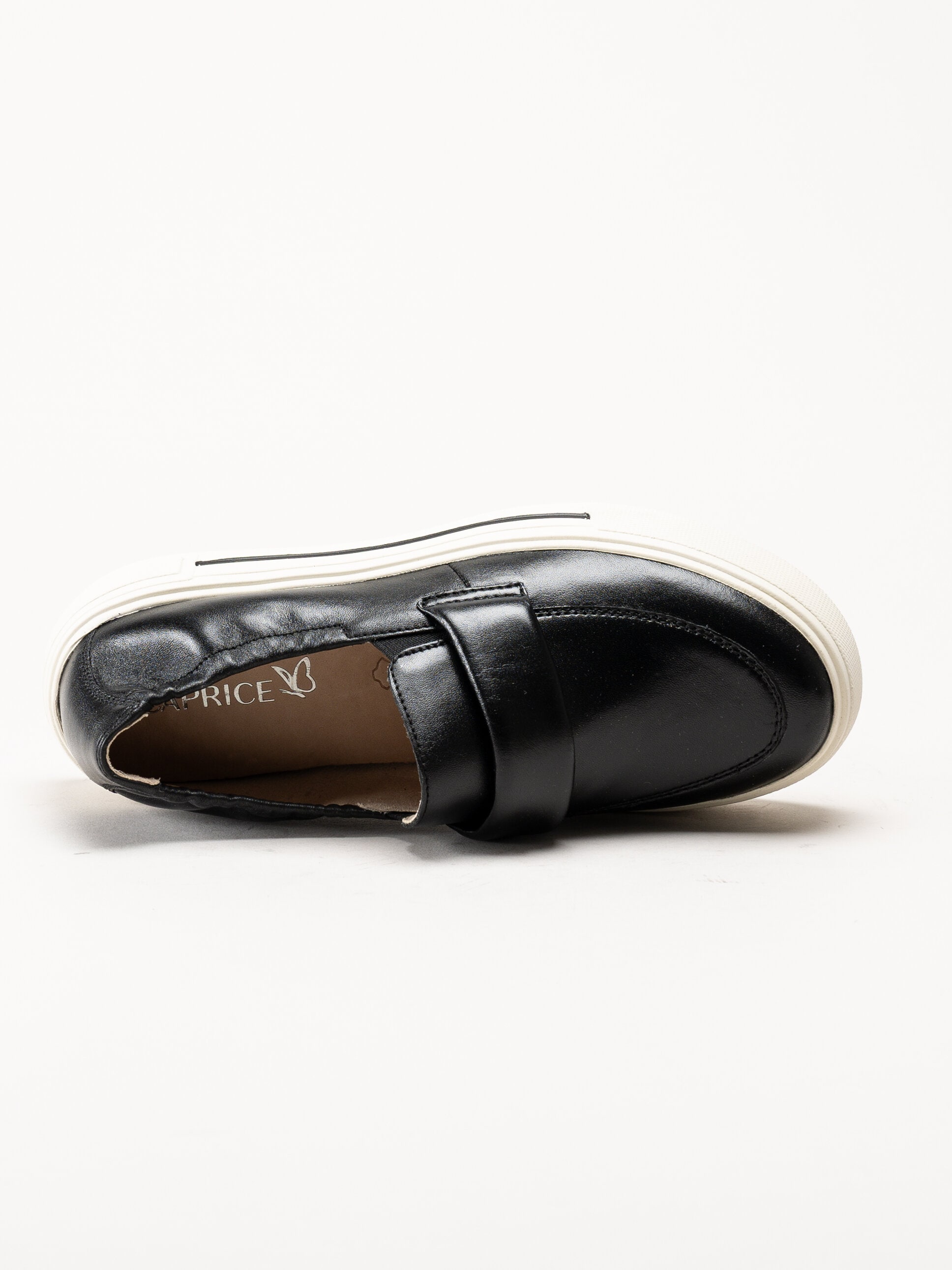 Caprice - Svarta loafers i skinn