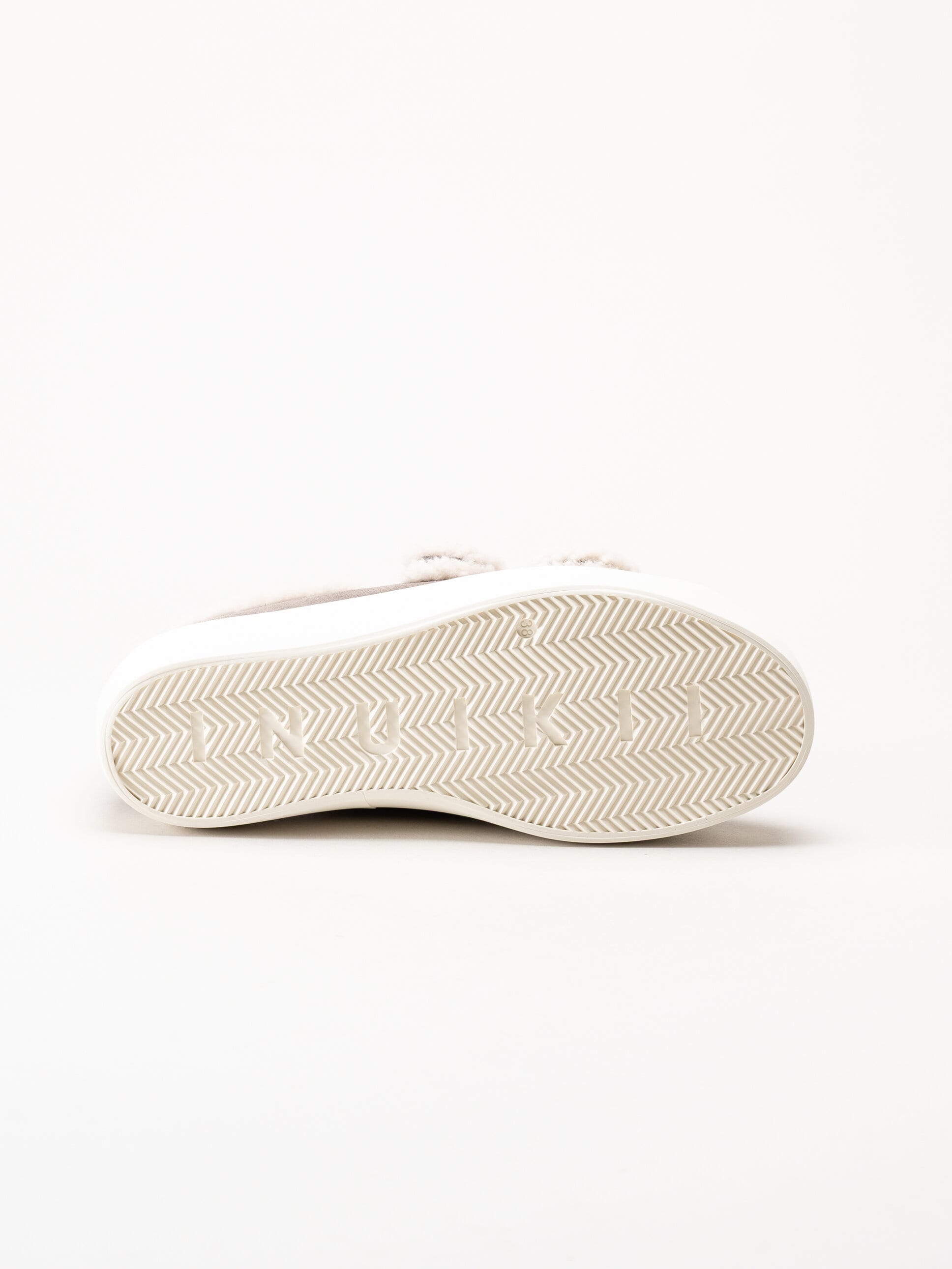 Inuikii - Shearling Low Velcro - Grå ullfodrade sneakers i mocka