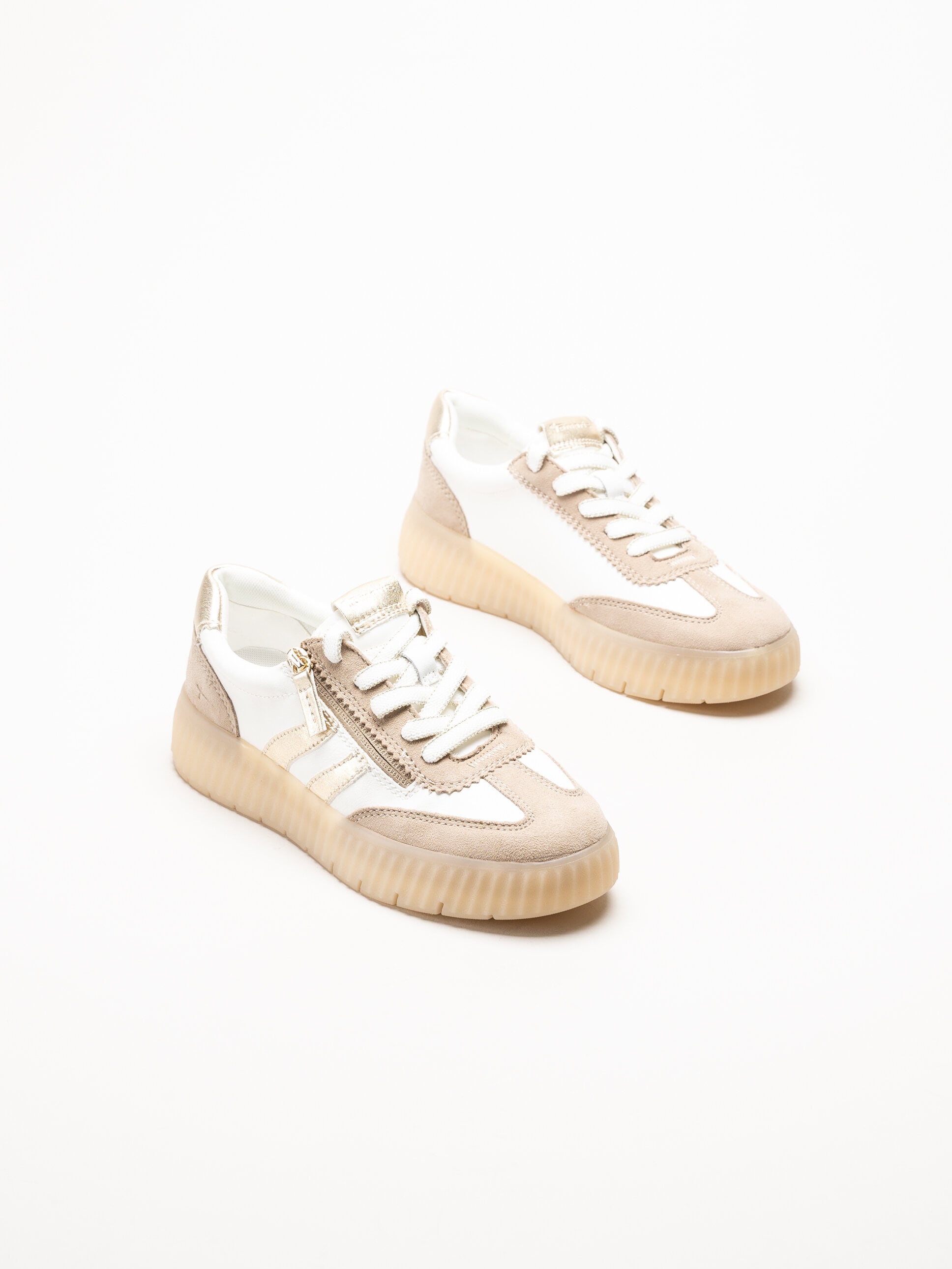 Tamaris Comfort - Beige sneakers i skinn och mocka
