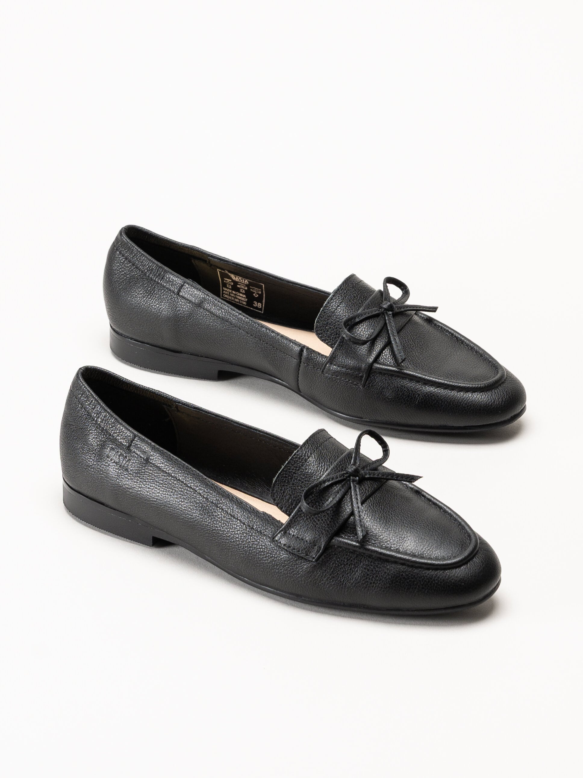 Dasia - Shelly - Svarta loafers i skinn