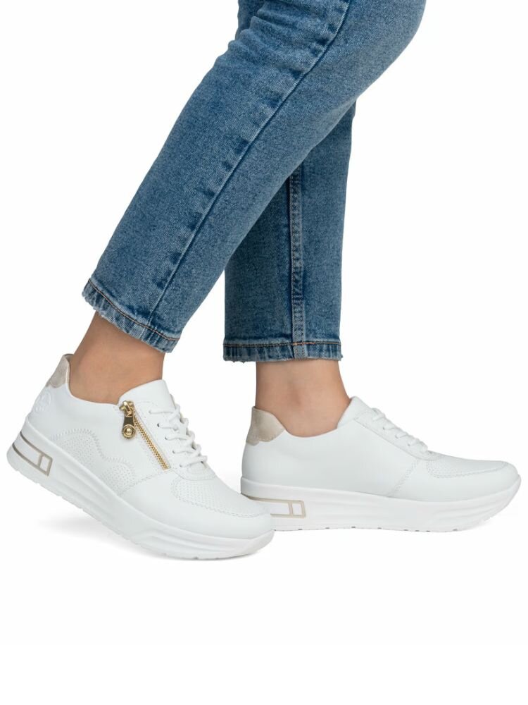 Rieker - Vita sneakers i skinnimitation
