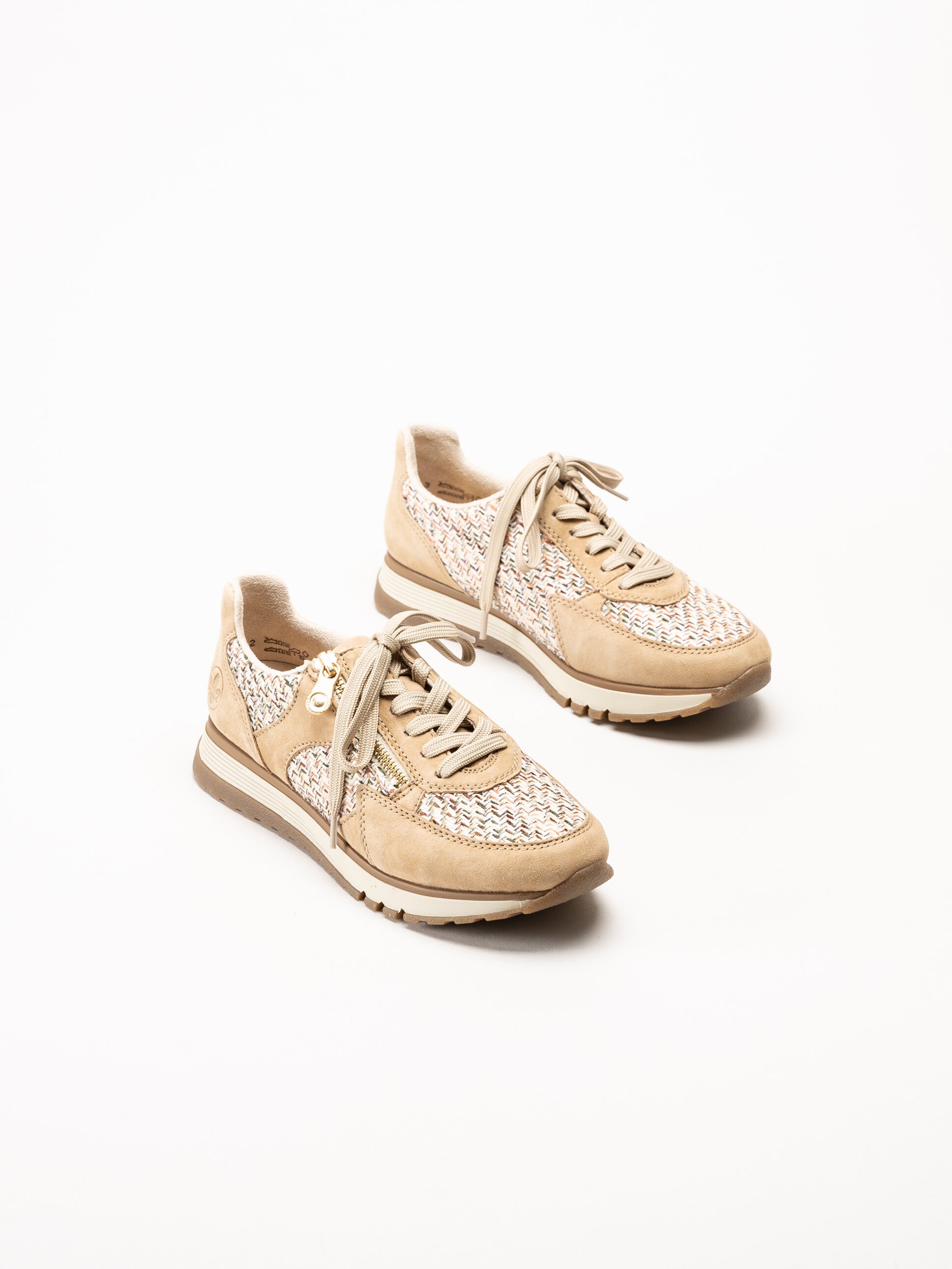 Rieker - Beige sneakers i mocka