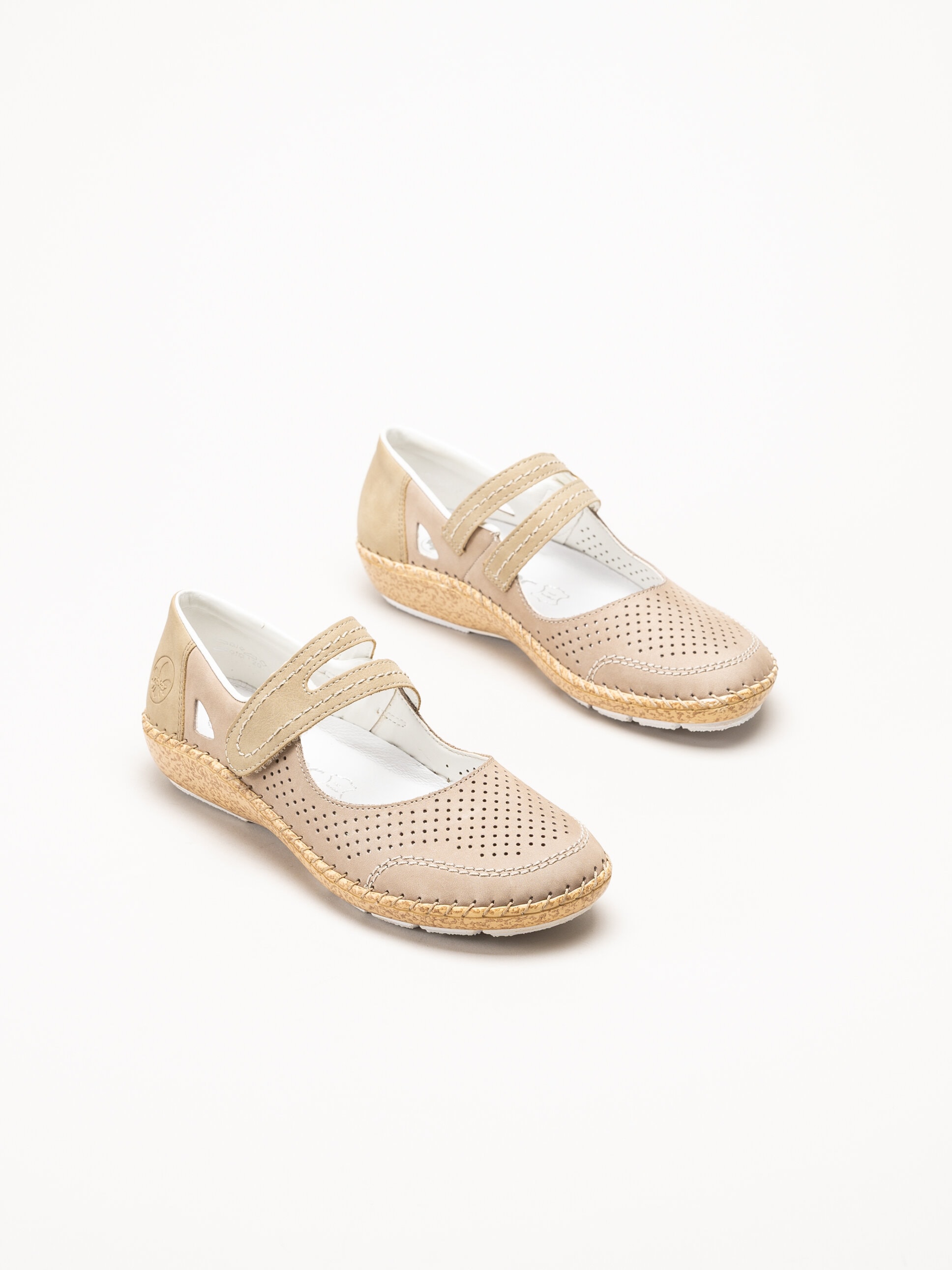 Rieker - Beige ballerinasko med sleif