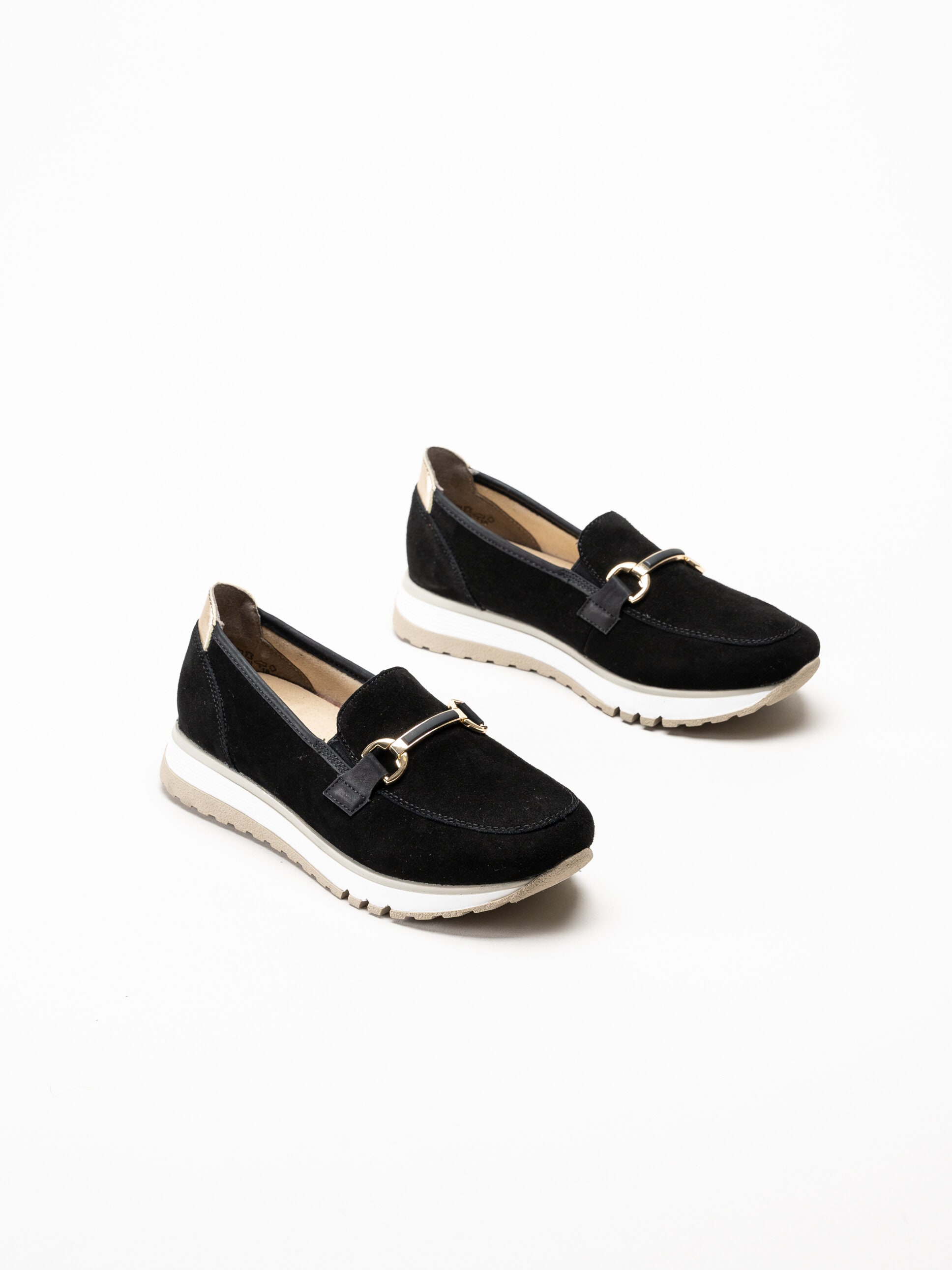 Rieker - Svarta loafers i mocka