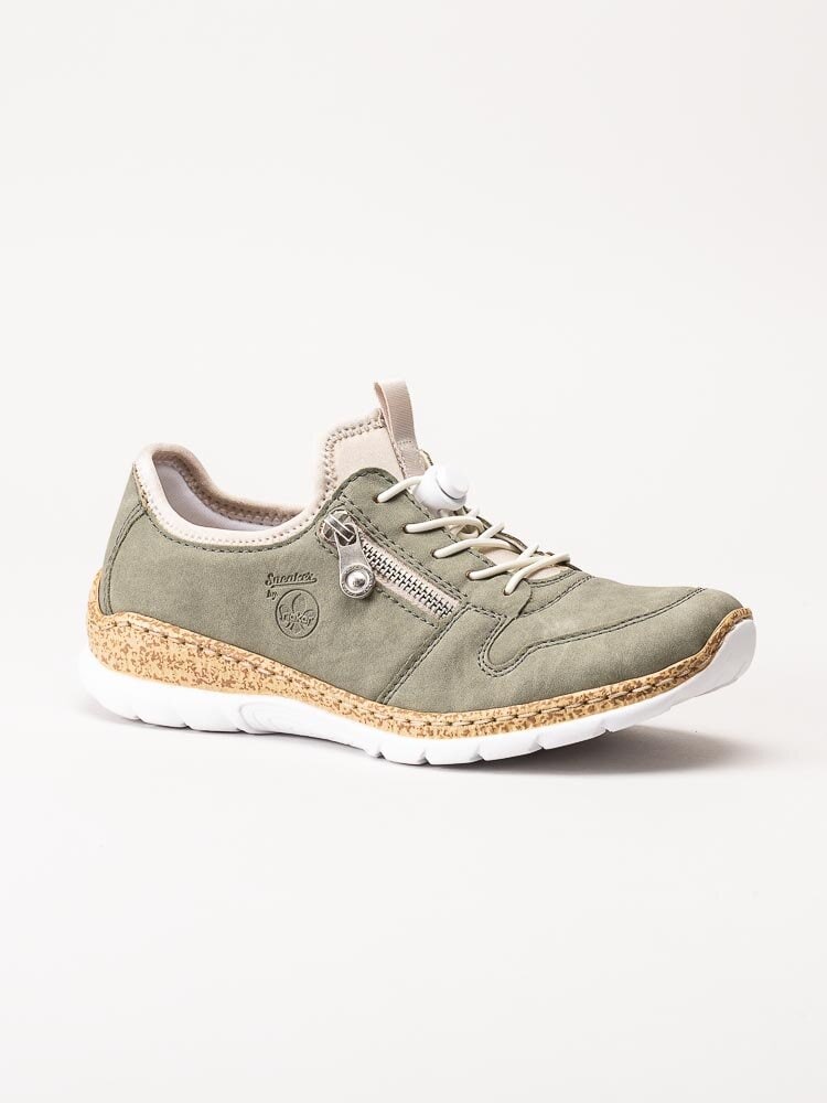 Rieker - Gröna sneakers i skinnimitation