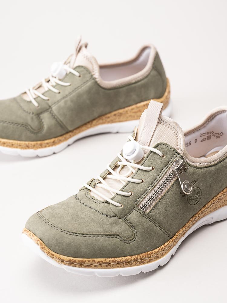 Rieker - Gröna sneakers i skinnimitation