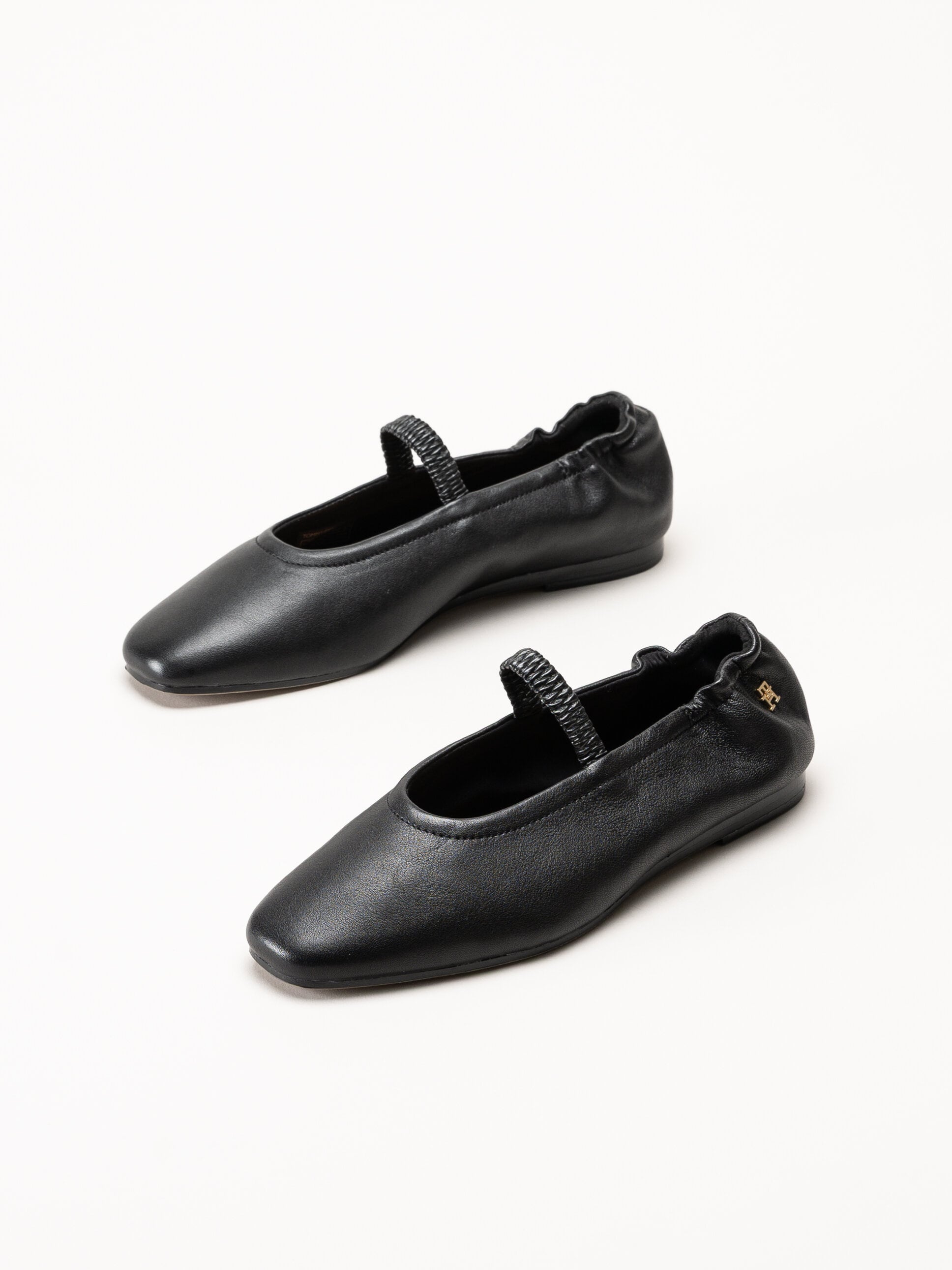 Tommy Hilfiger - Leather Ellastic - Svarta ballerinaskor i skinn