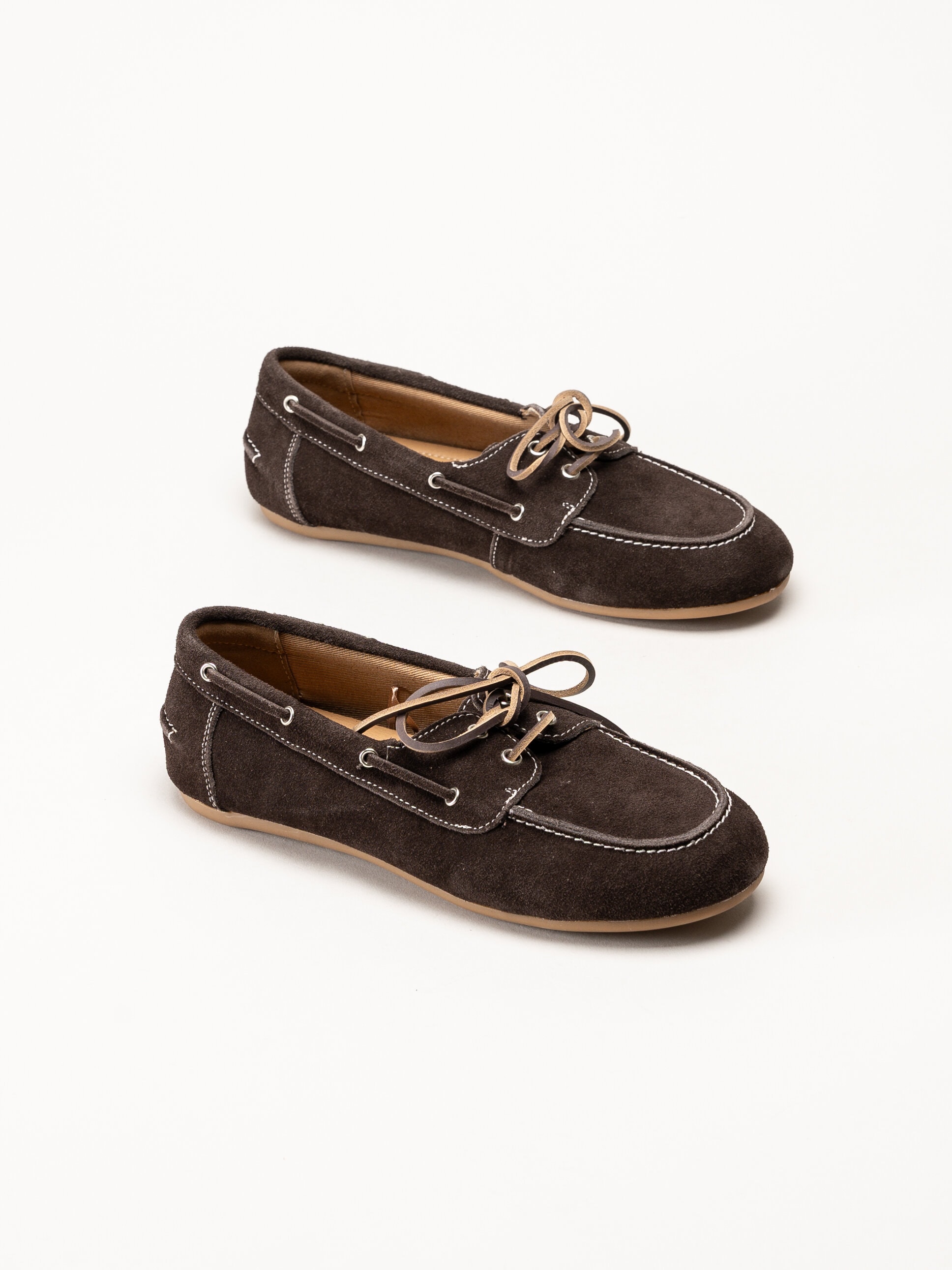 Duffy - Maucini Due - Mörkbruna loafers i mocka